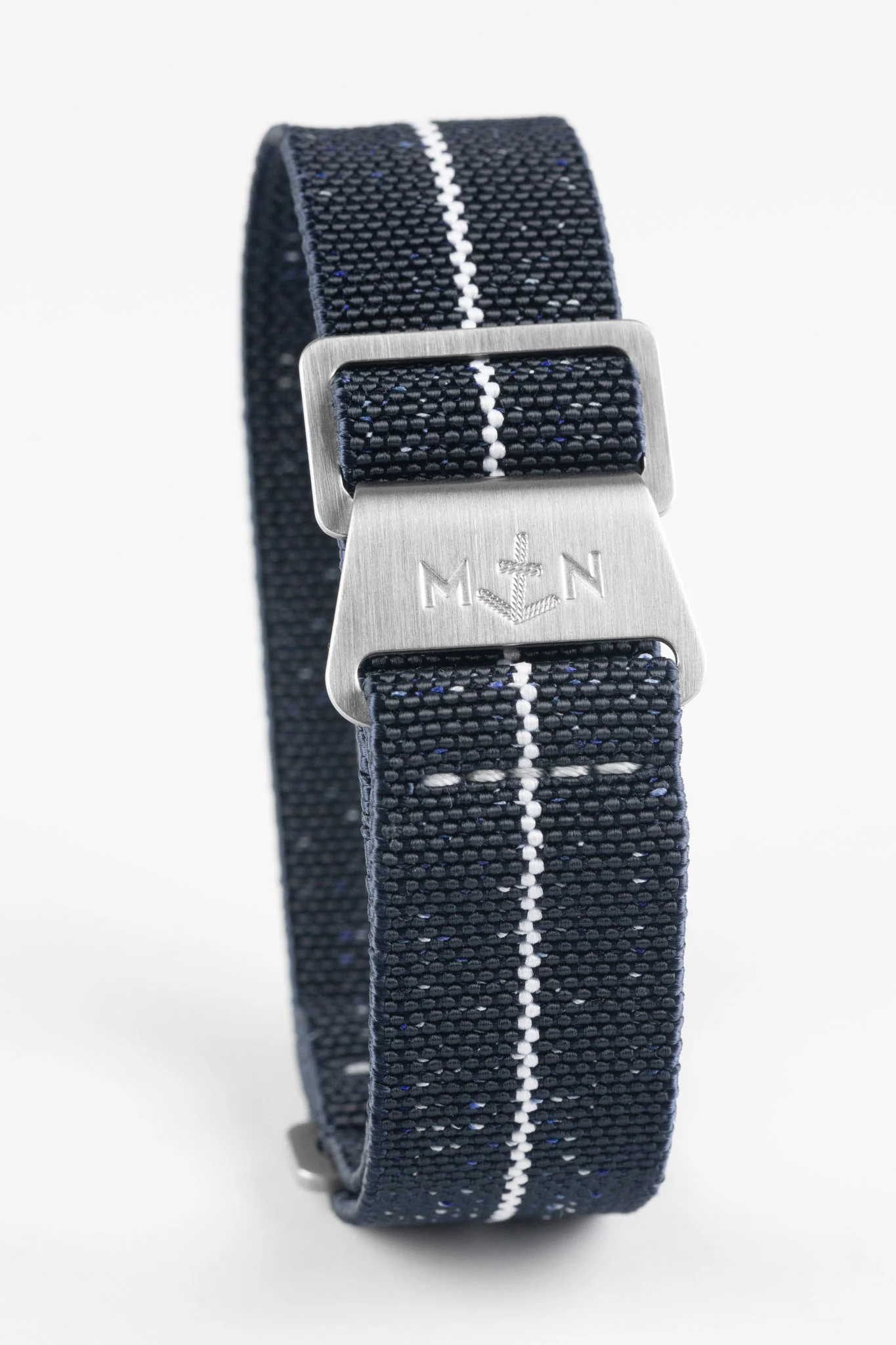 Erika's Originals INDIGO DENIM MN™ Strap with WHITE Centerline - BRUSHED Hardware - Image 3