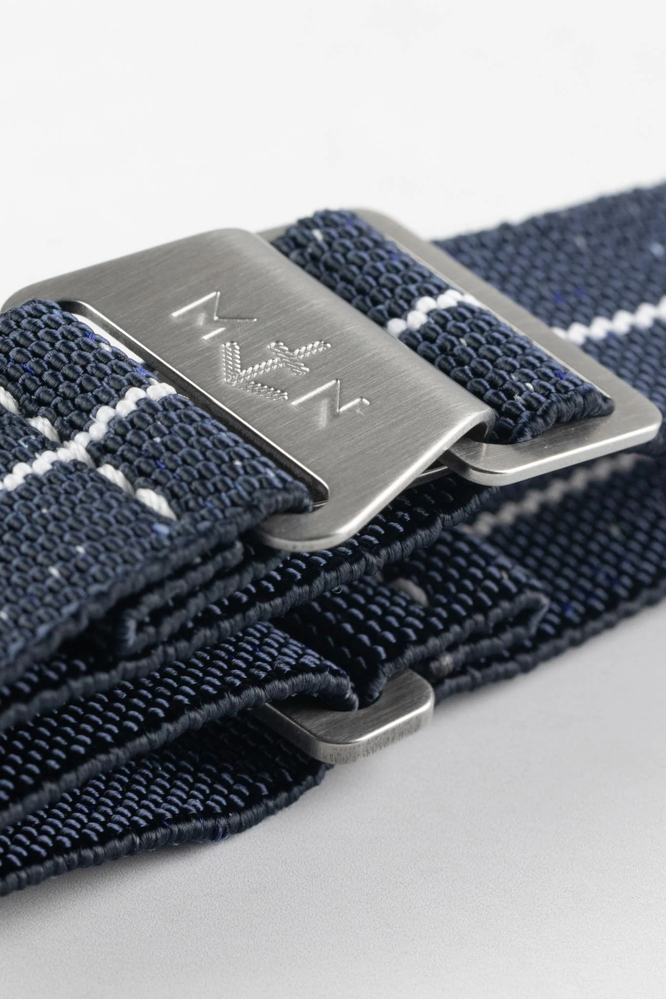 Erika's Originals INDIGO DENIM MN™ Strap with WHITE Centerline - BRUSHED Hardware - Image 5