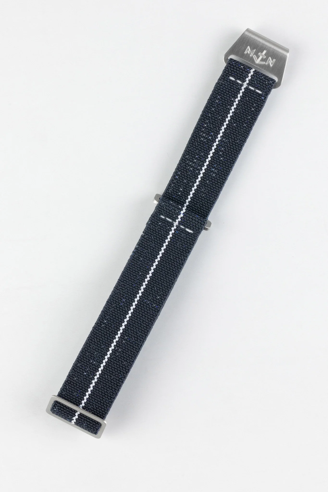 Erika's Originals INDIGO DENIM MN™ Strap with WHITE Centerline - BRUSHED Hardware - Image 6