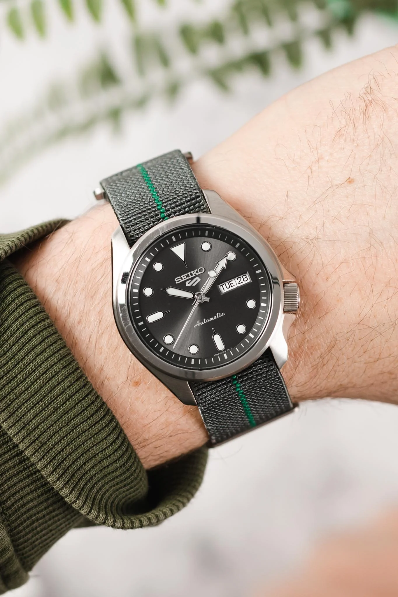 Erika's Originals MIRAGE MN™ Strap with GREEN Centerline - BRUSHED Hardware - Image 2