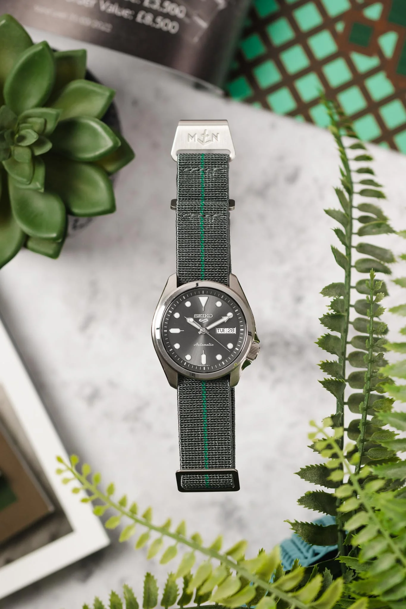 Erika's Originals MIRAGE MN™ Strap with GREEN Centerline - BRUSHED Hardware - Image 4