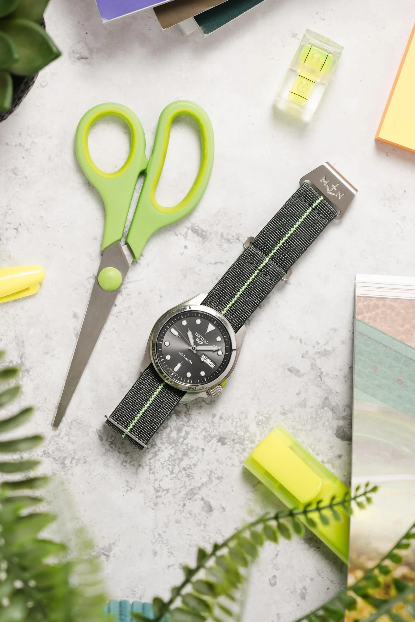 Erika's Originals MIRAGE MN™ Strap with MINT GREEN Centerline - BRUSHED Hardware - Image 4