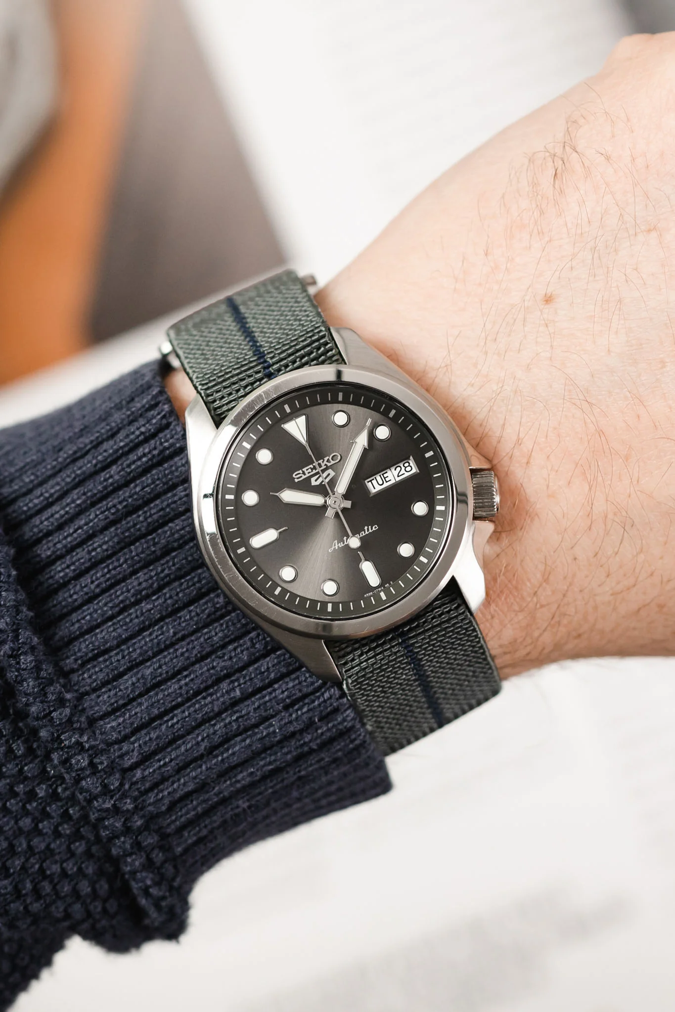 Erika's Originals MIRAGE MN™ Strap with NAVY BLUE Centerline - BRUSHED Hardware - Image 2