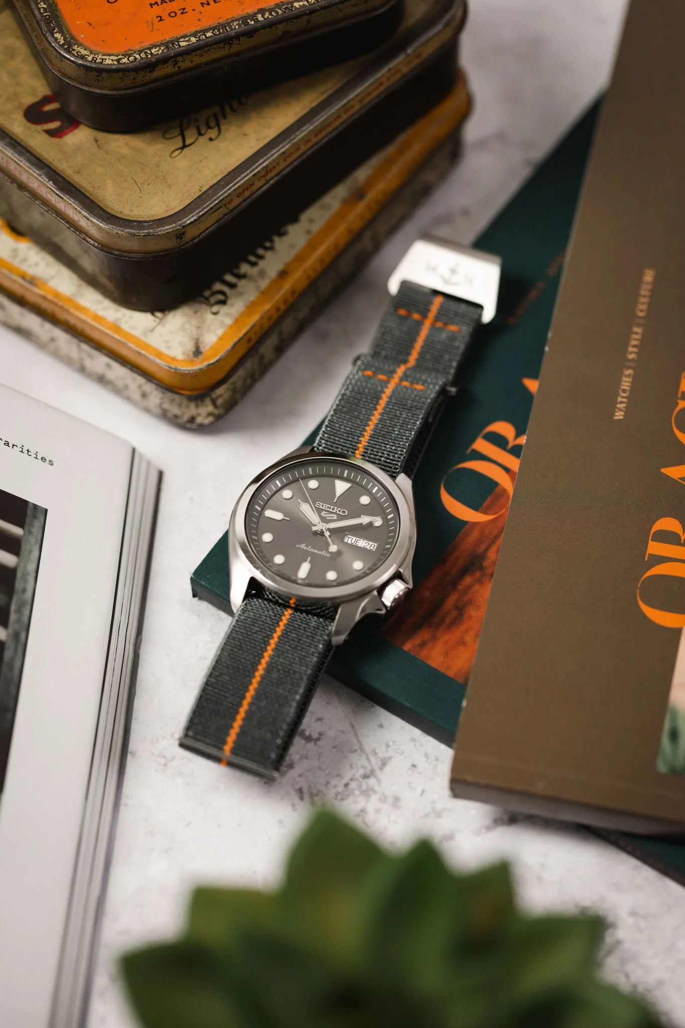 Erika's Originals MIRAGE MN™ Strap with ORANGE Centerline - BRUSHED Hardware - Image 4