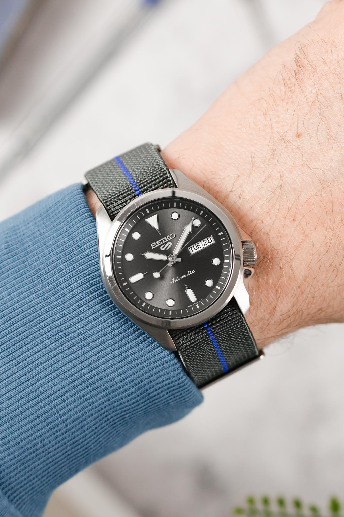 Erika's Originals MIRAGE MN™ Strap with ROYAL BLUE Centerline - BRUSHED Hardware - Image 2