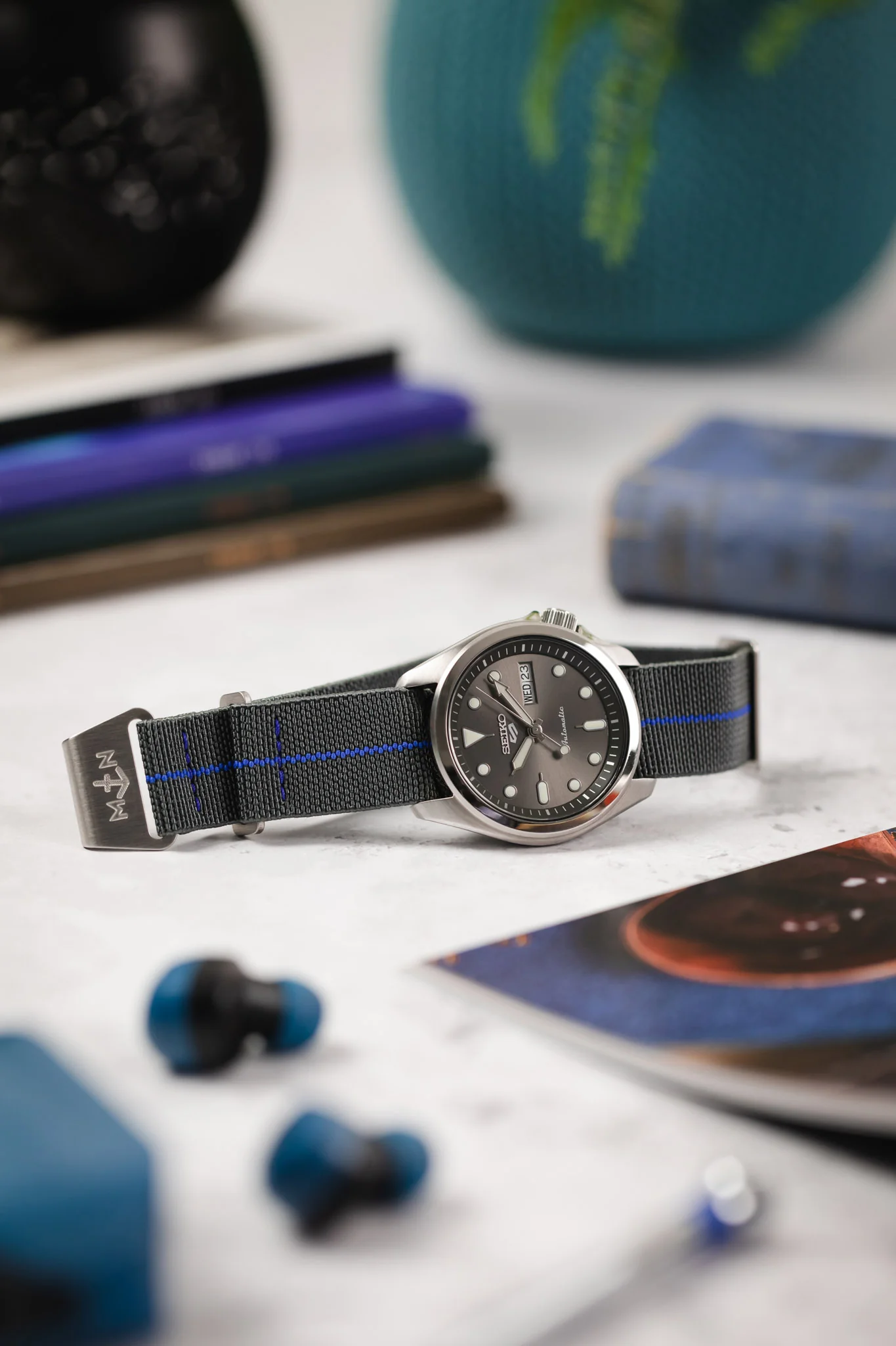 Erika's Originals MIRAGE MN™ Strap with ROYAL BLUE Centerline - BRUSHED Hardware - Image 4