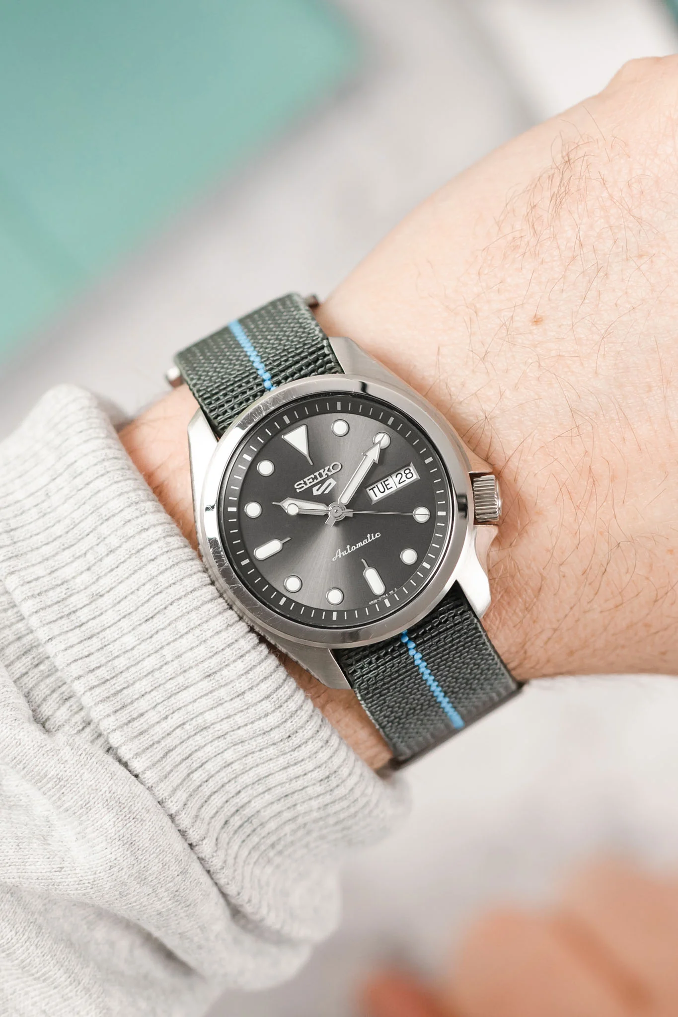 Erika's Originals MIRAGE MN™ Strap with TURQUOISE Centerline - BRUSHED Hardware - Image 2