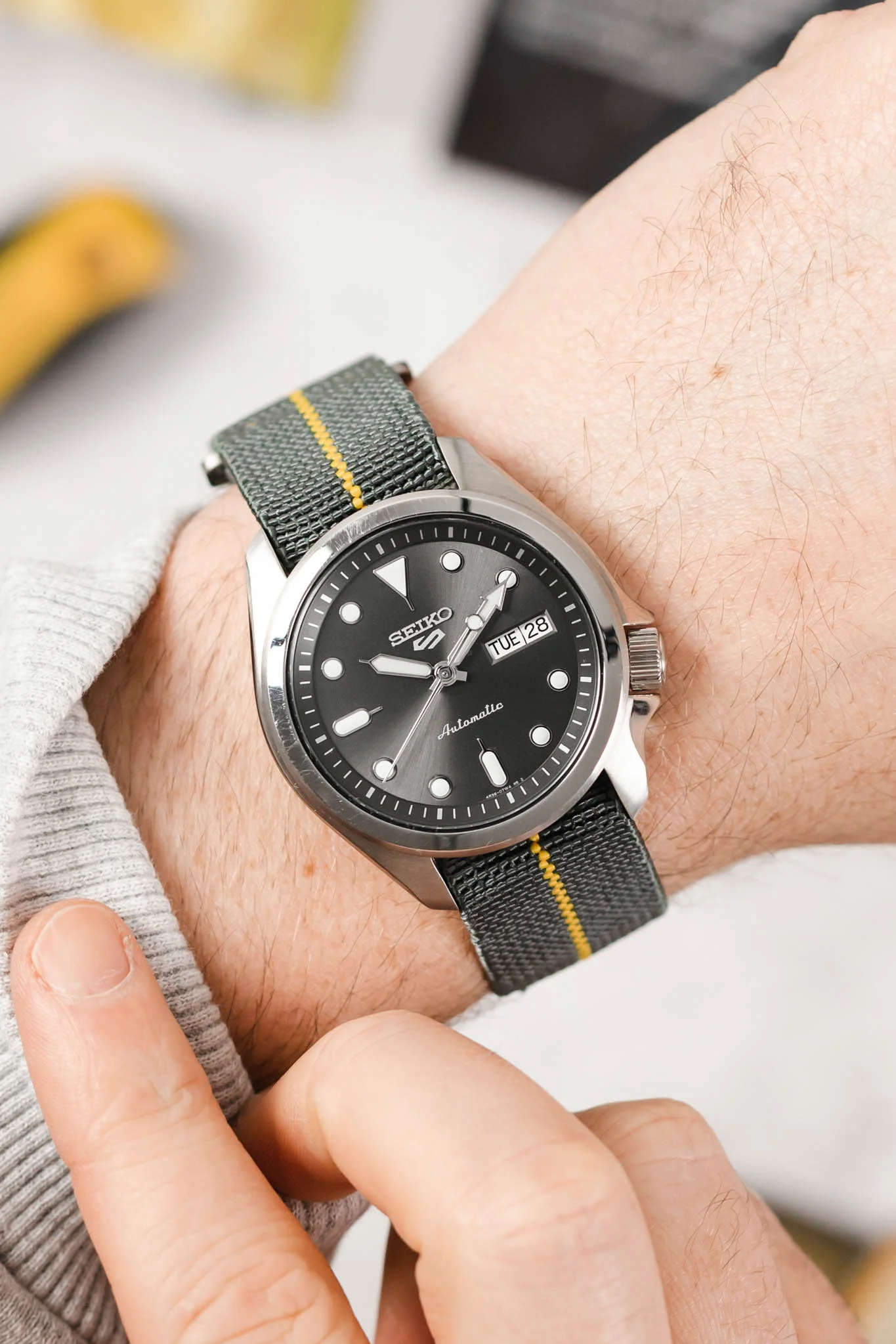 Erika's Originals MIRAGE MN™ Strap with YELLOW Centerline - BRUSHED Hardware - Image 2