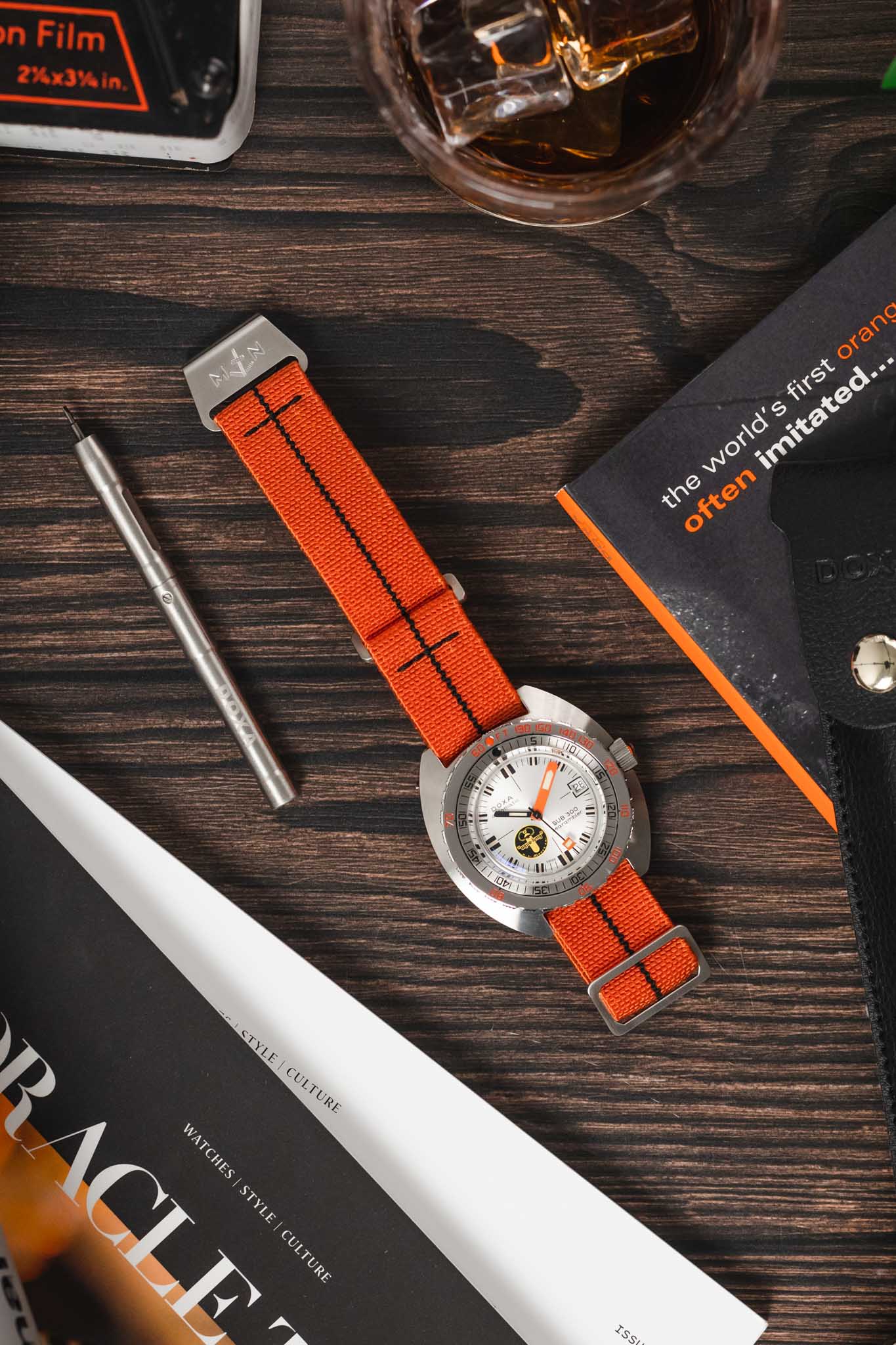 Erika's Originals ORANGE MN™ Strap with BLACK Centerline - BRUSHED Hardware - Image 8