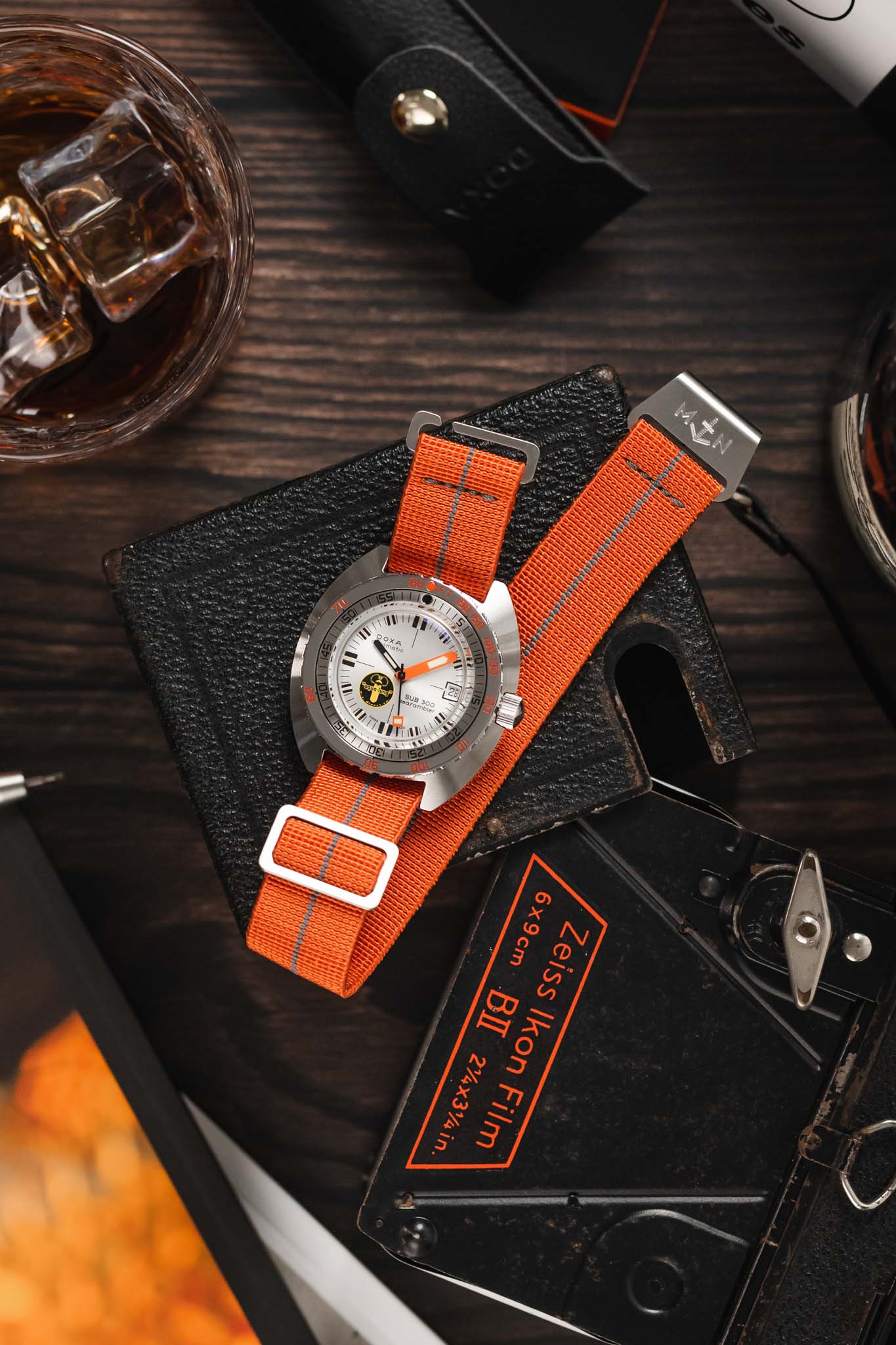 Erika's Originals ORANGE MN™ Strap with DARK GREY Centerline - BRUSHED Hardware - Image 8