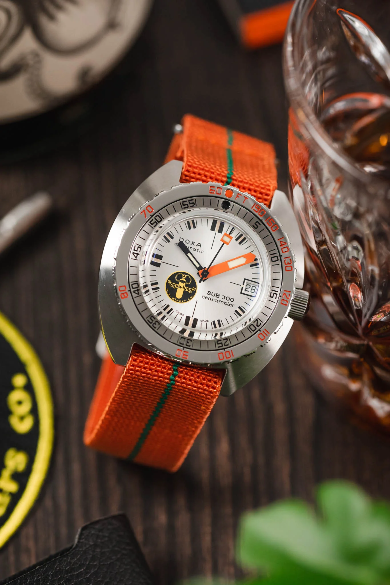 Erika's Originals ORANGE MN™ Strap with GREEN Centerline - BRUSHED Hardware - Image 4