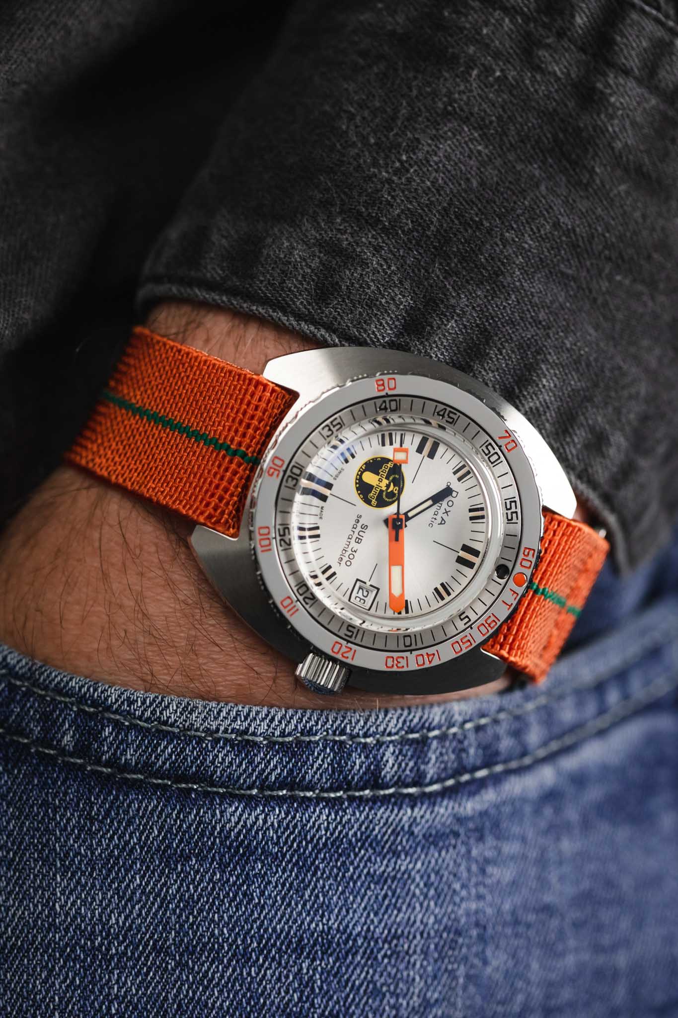 Erika's Originals ORANGE MN™ Strap with GREEN Centerline - BRUSHED Hardware - Image 6
