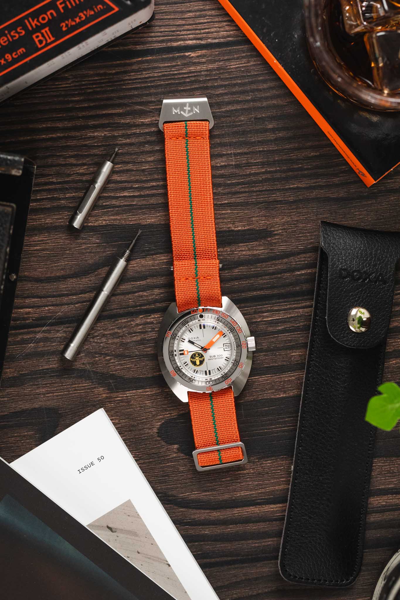 Erika's Originals ORANGE MN™ Strap with GREEN Centerline - BRUSHED Hardware - Image 8