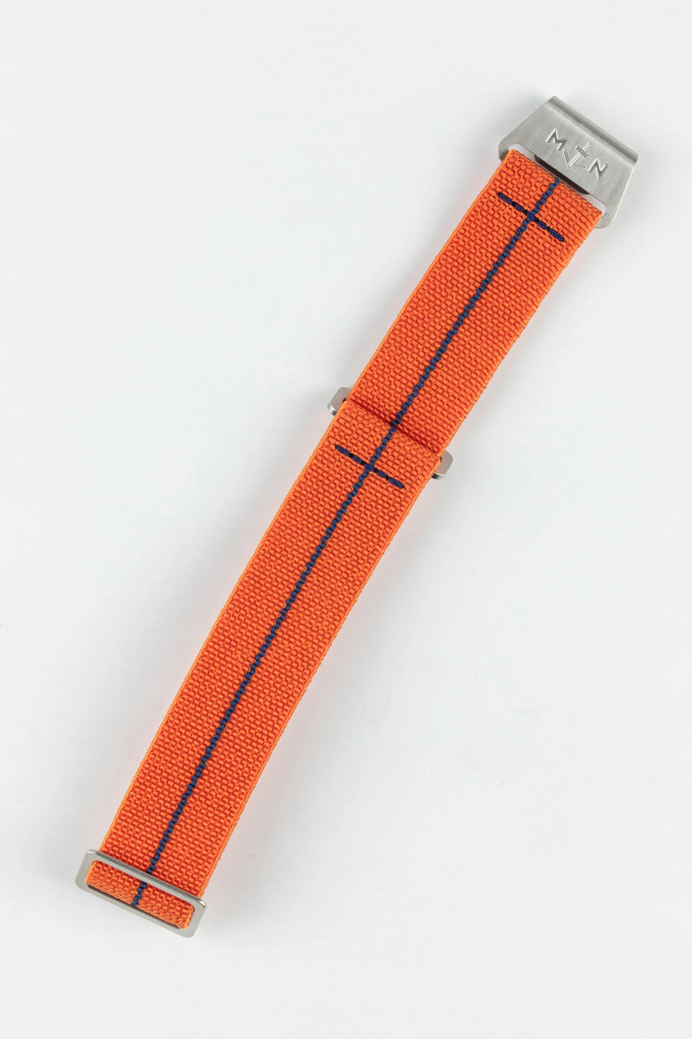Erika's Originals ORANGE MN™ Strap with NAVY BLUE Centerline - BRUSHED Hardware - Image 3