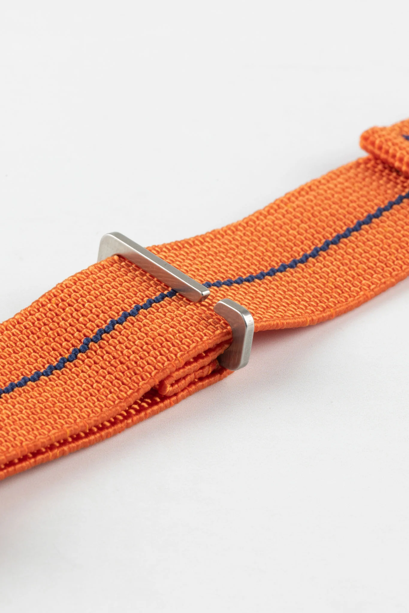 Erika's Originals ORANGE MN™ Strap with NAVY BLUE Centerline - BRUSHED Hardware - Image 9