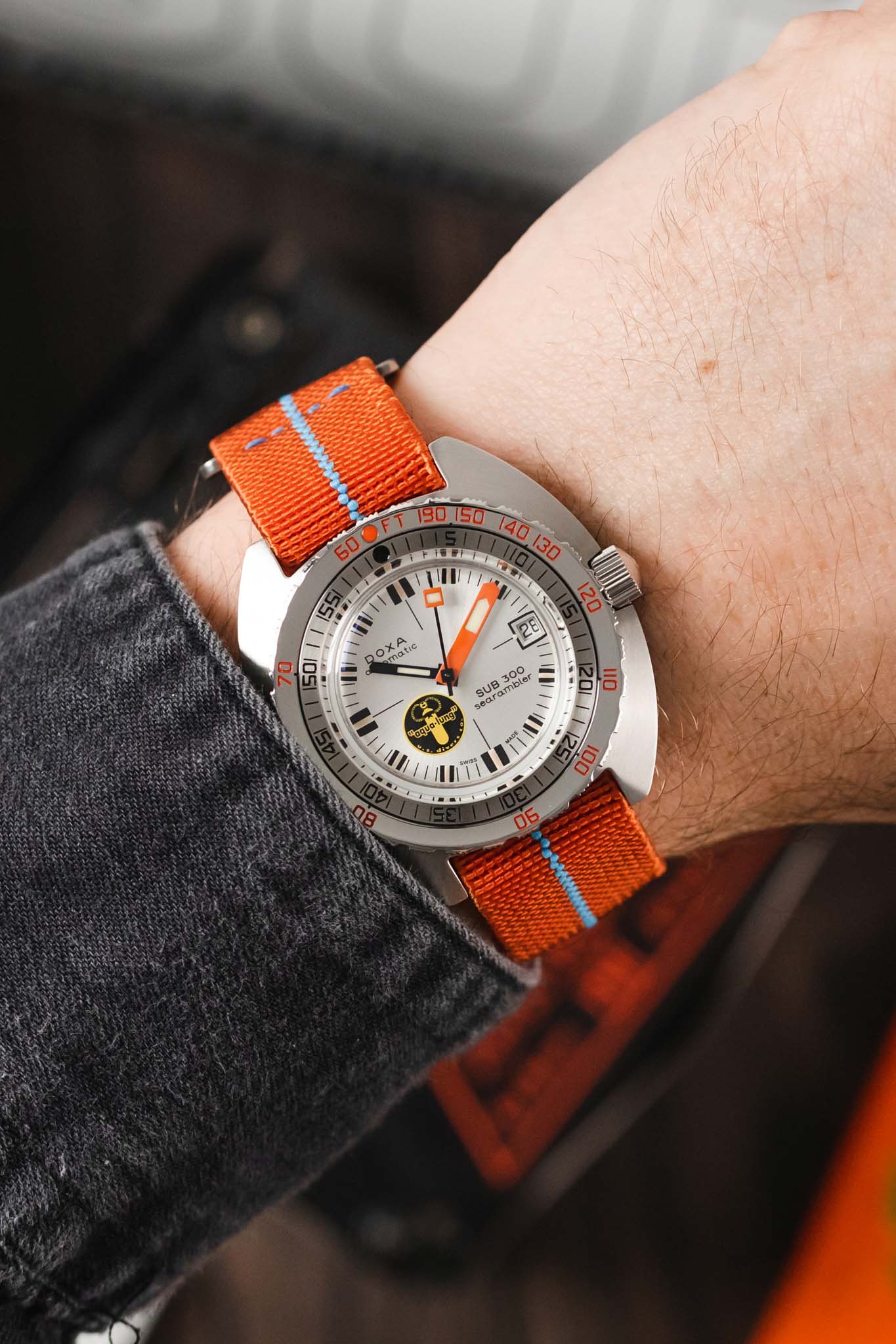 Erika's Originals ORANGE MN™ Strap with TURQUOISE Centerline - BRUSHED Hardware - Image 2