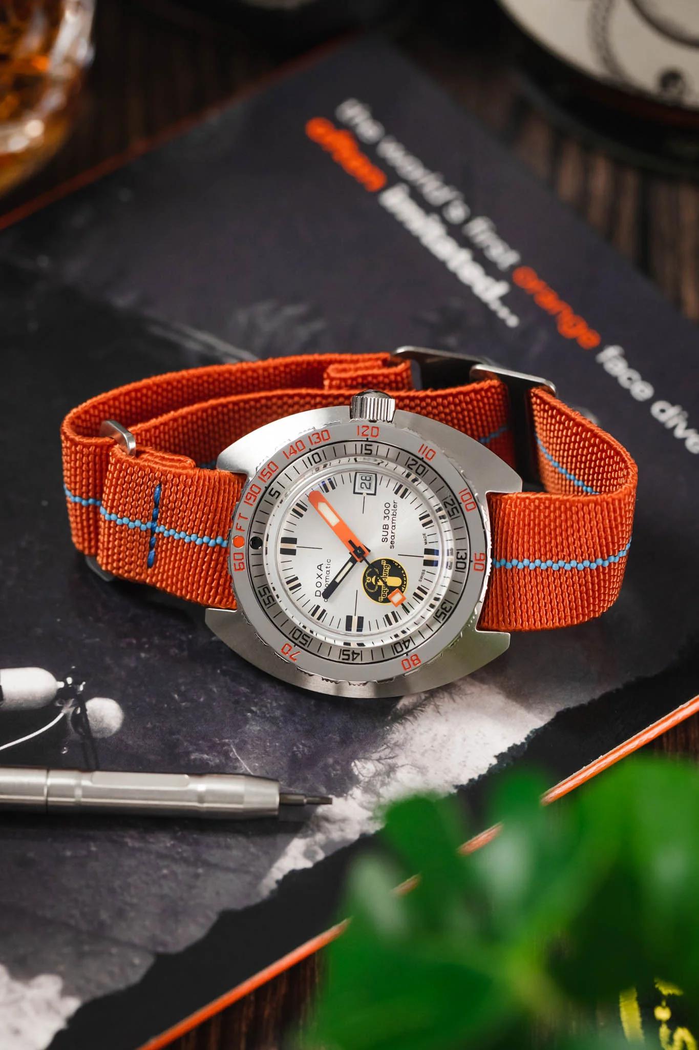Erika's Originals ORANGE MN™ Strap with TURQUOISE Centerline - BRUSHED Hardware - Image 4