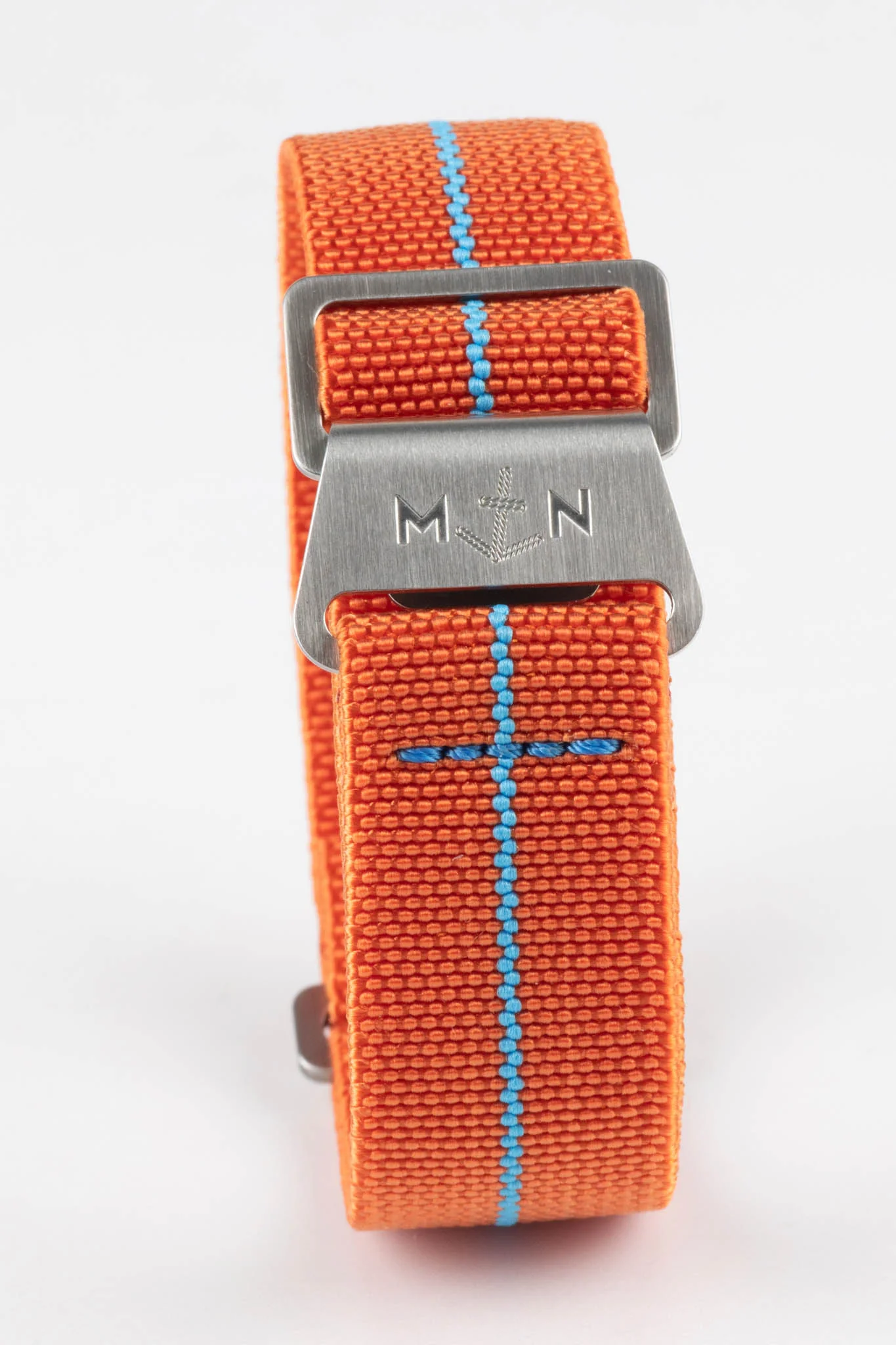 Erika's Originals ORANGE MN™ Strap with TURQUOISE Centerline - BRUSHED Hardware - Image 5