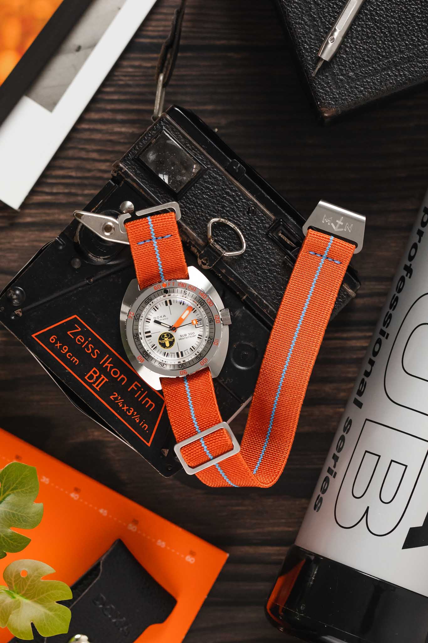 Erika's Originals ORANGE MN™ Strap with TURQUOISE Centerline - BRUSHED Hardware - Image 8