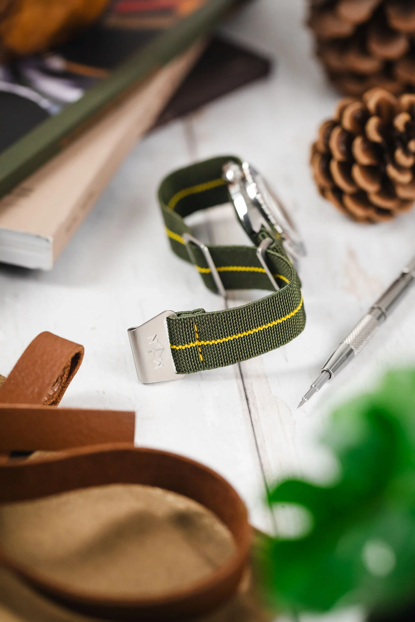 Erika's Originals ORIGINAL MN™ Strap with YELLOW Centerline - BRUSHED Hardware - Image 6