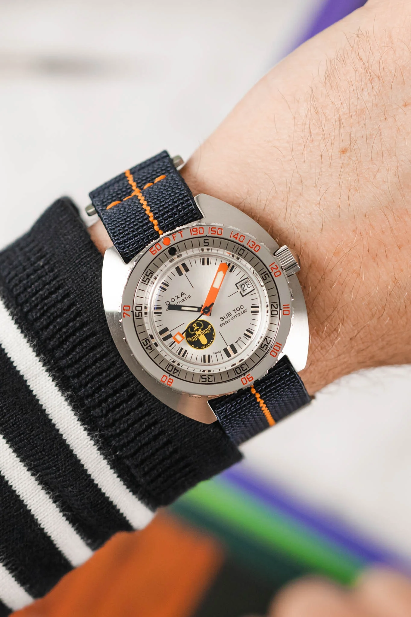 Erika's Originals TRIDENT MN™ Strap with ORANGE Centerline - BRUSHED Hardware - Image 2