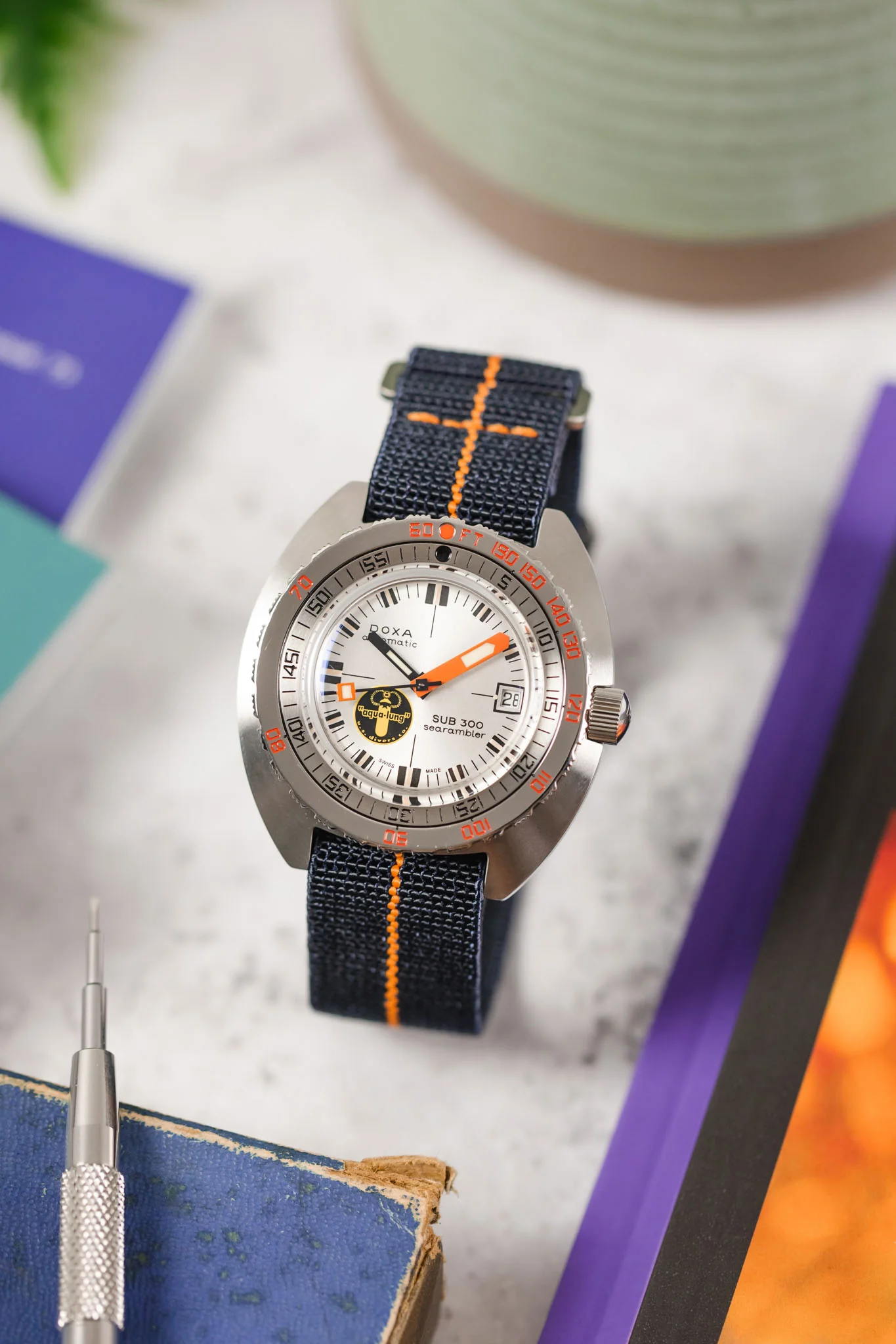 Erika's Originals TRIDENT MN™ Strap with ORANGE Centerline - BRUSHED Hardware - Image 4