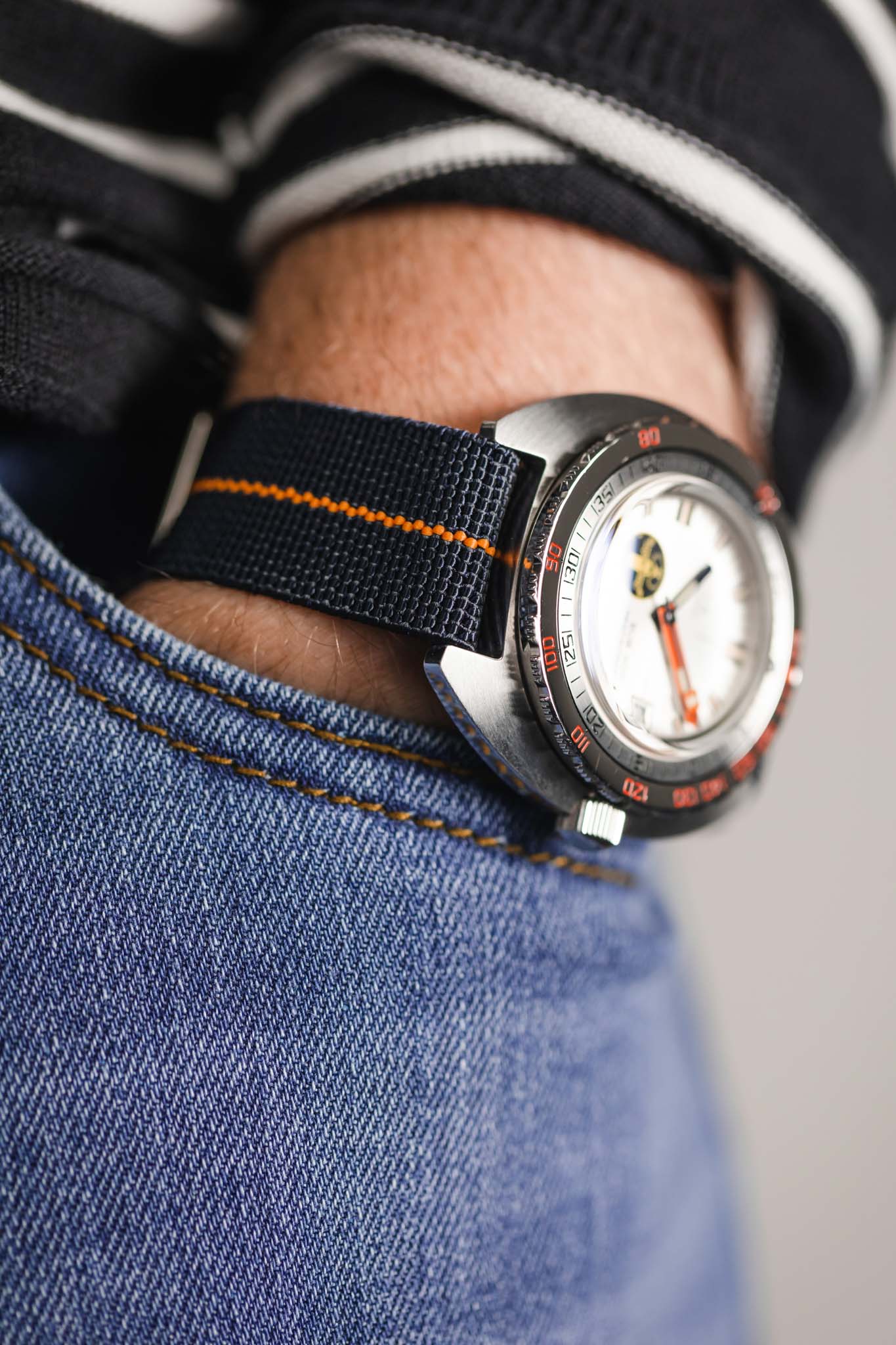 Erika's Originals TRIDENT MN™ Strap with ORANGE Centerline - BRUSHED Hardware - Image 6