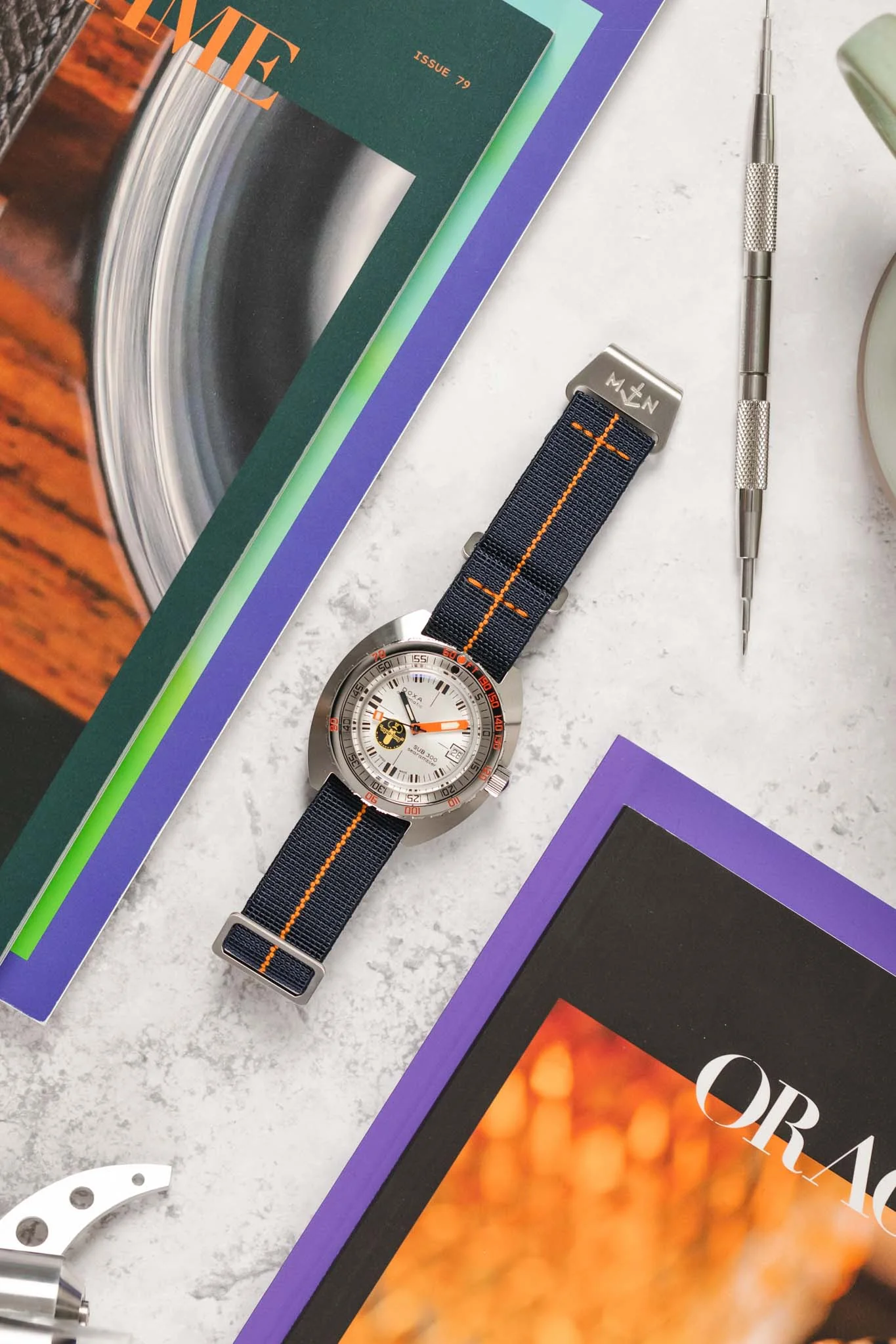 Erika's Originals TRIDENT MN™ Strap with ORANGE Centerline - BRUSHED Hardware - Image 8