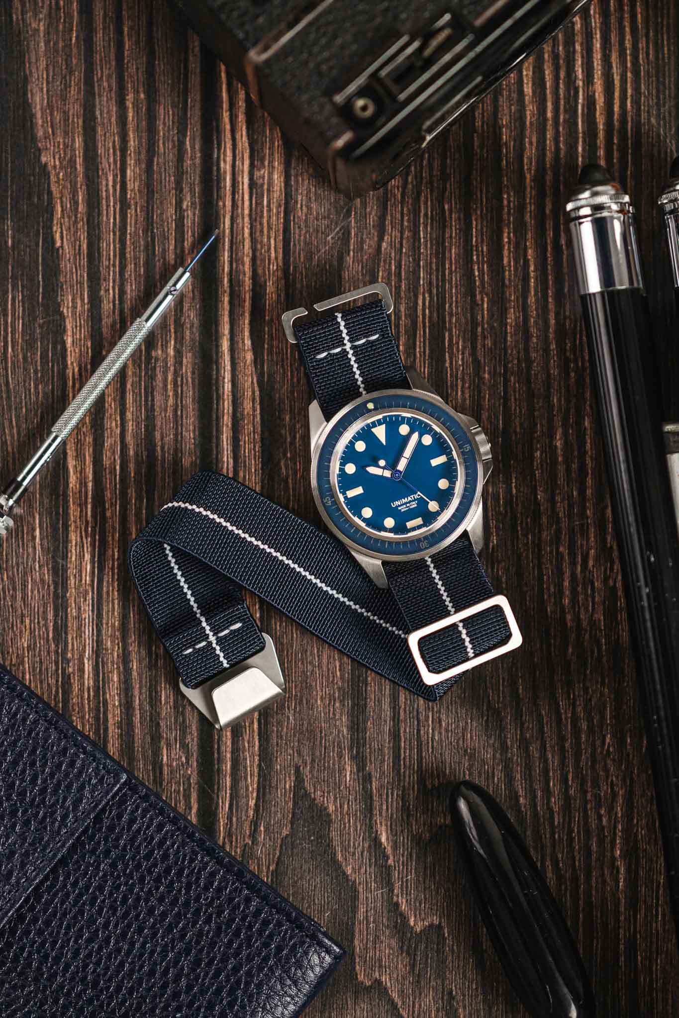 Erika's Originals TRIDENT MN™ Strap with WHITE Centerline - BRUSHED Hardware - Image 4