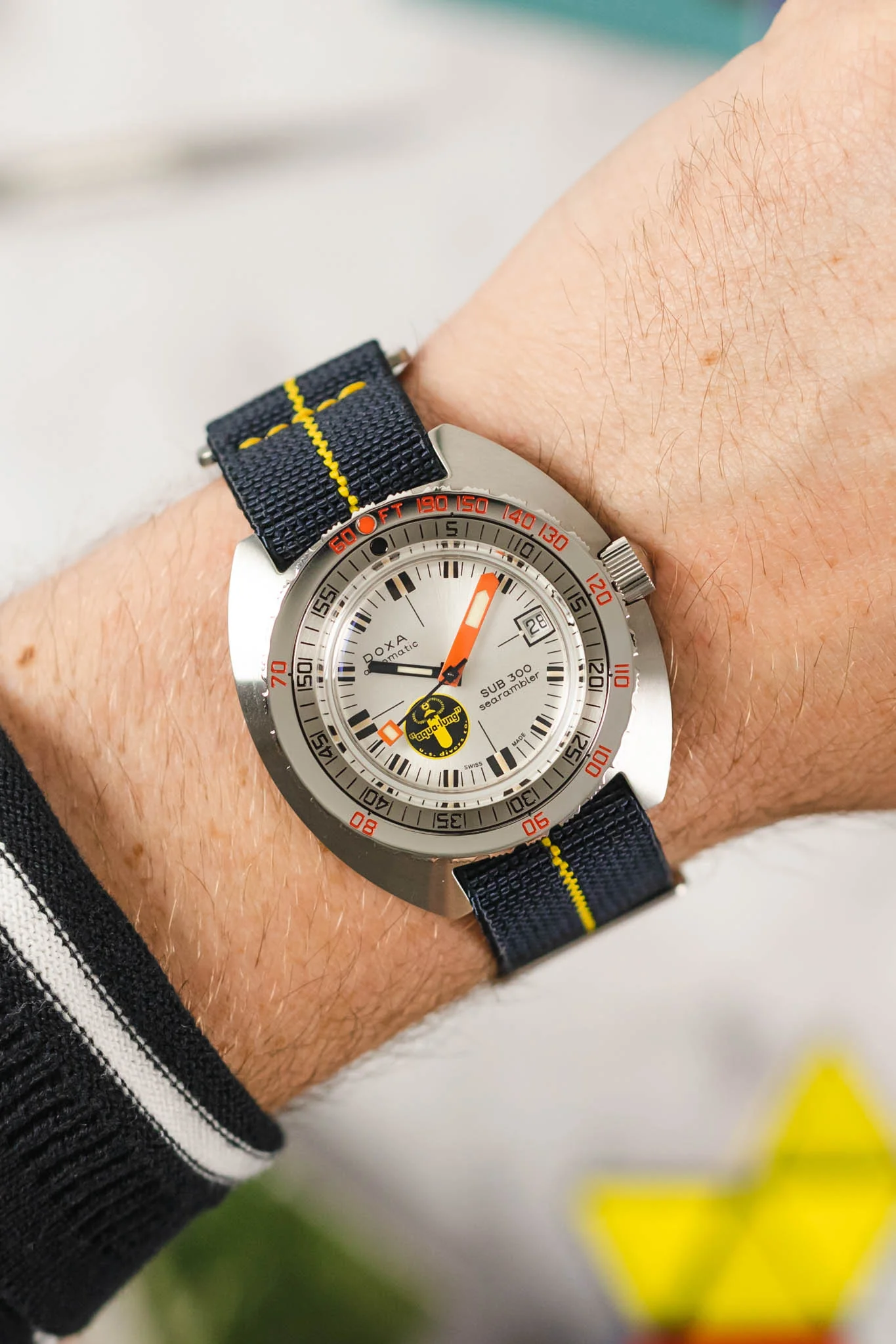 Erika's Originals TRIDENT MN™ Strap with YELLOW Centerline - BRUSHED Hardware - Image 2