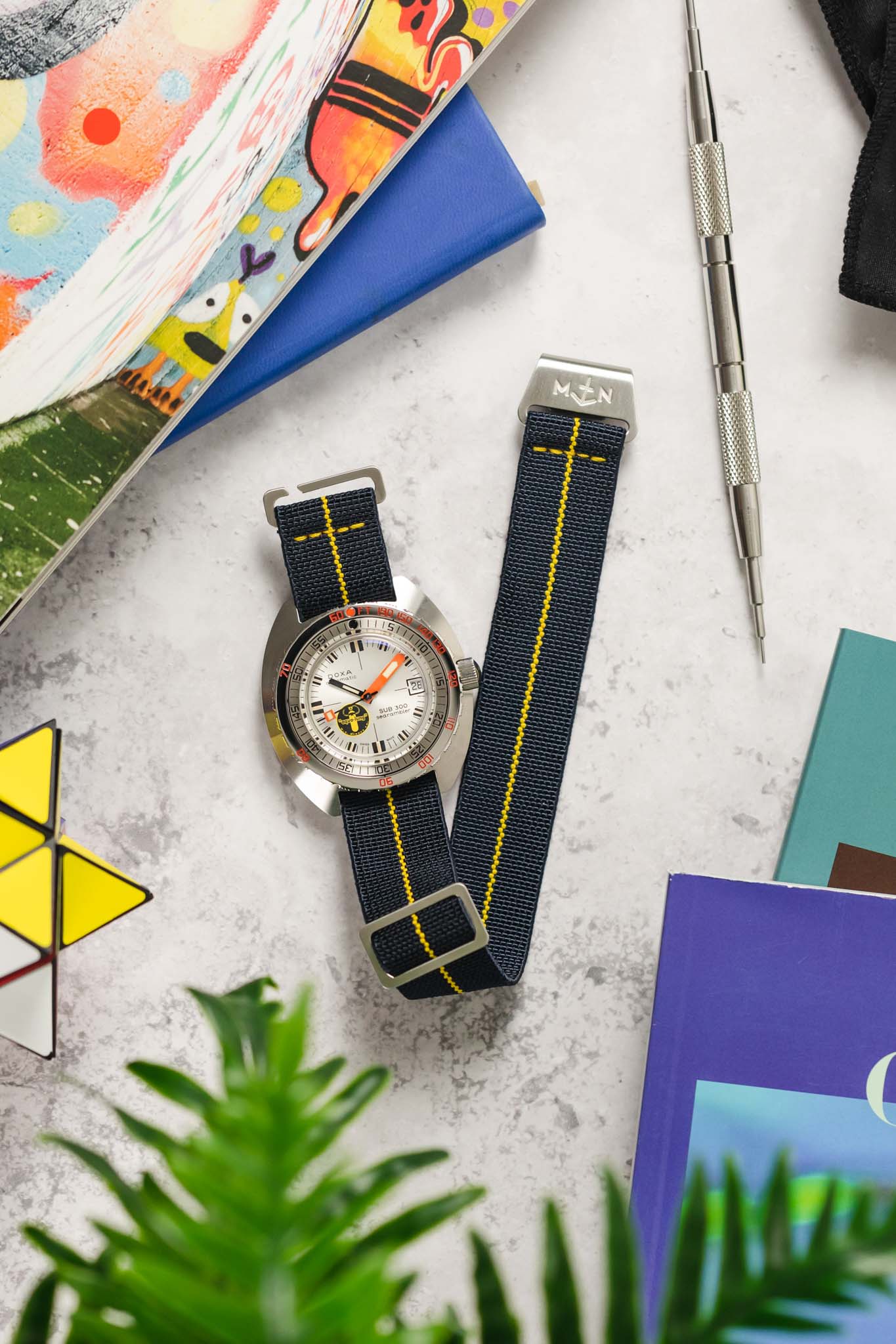 Erika's Originals TRIDENT MN™ Strap with YELLOW Centerline - BRUSHED Hardware - Image 8