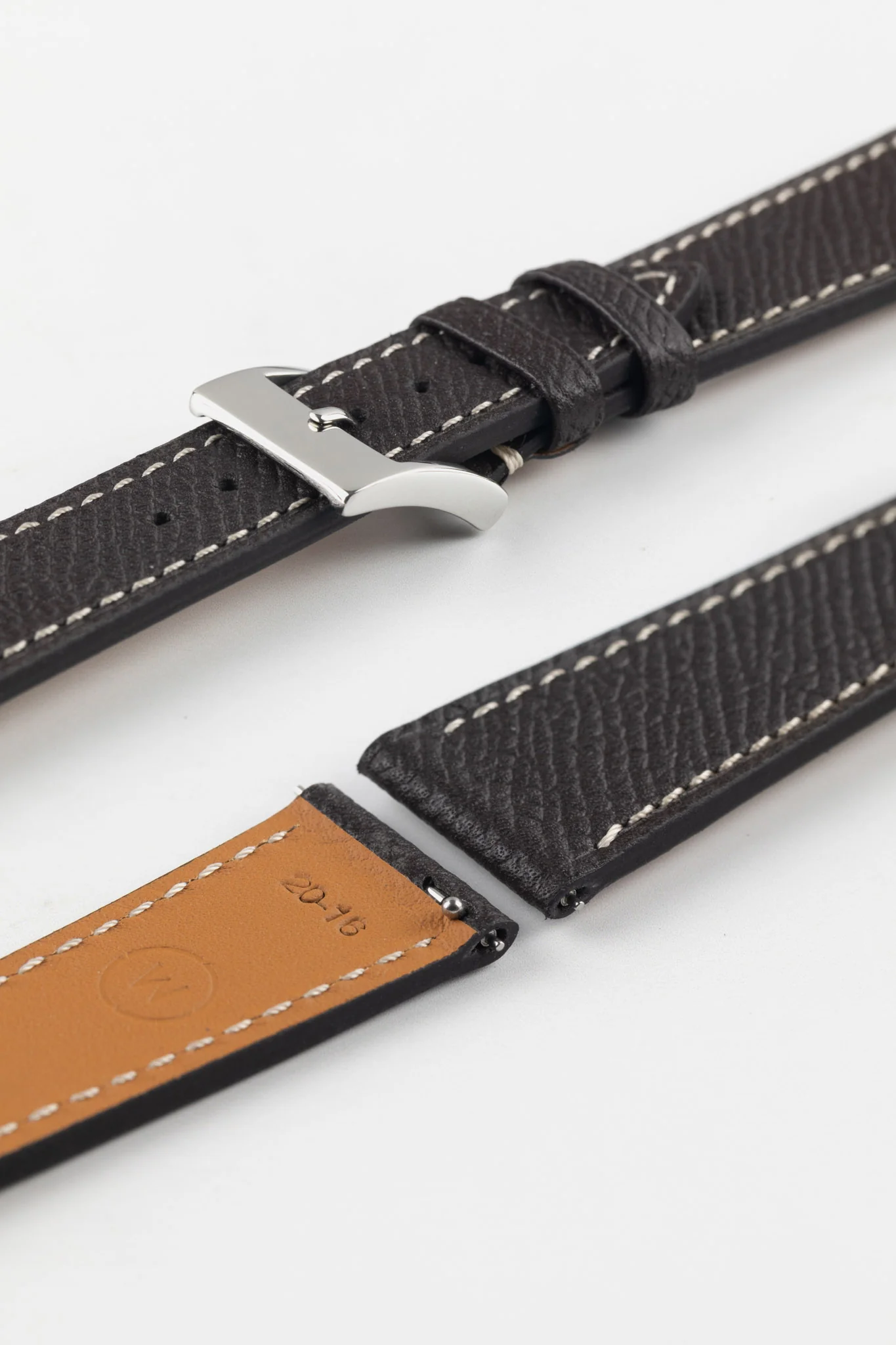Flat Epsom Watch Strap in Chocolate Brown - Image 7