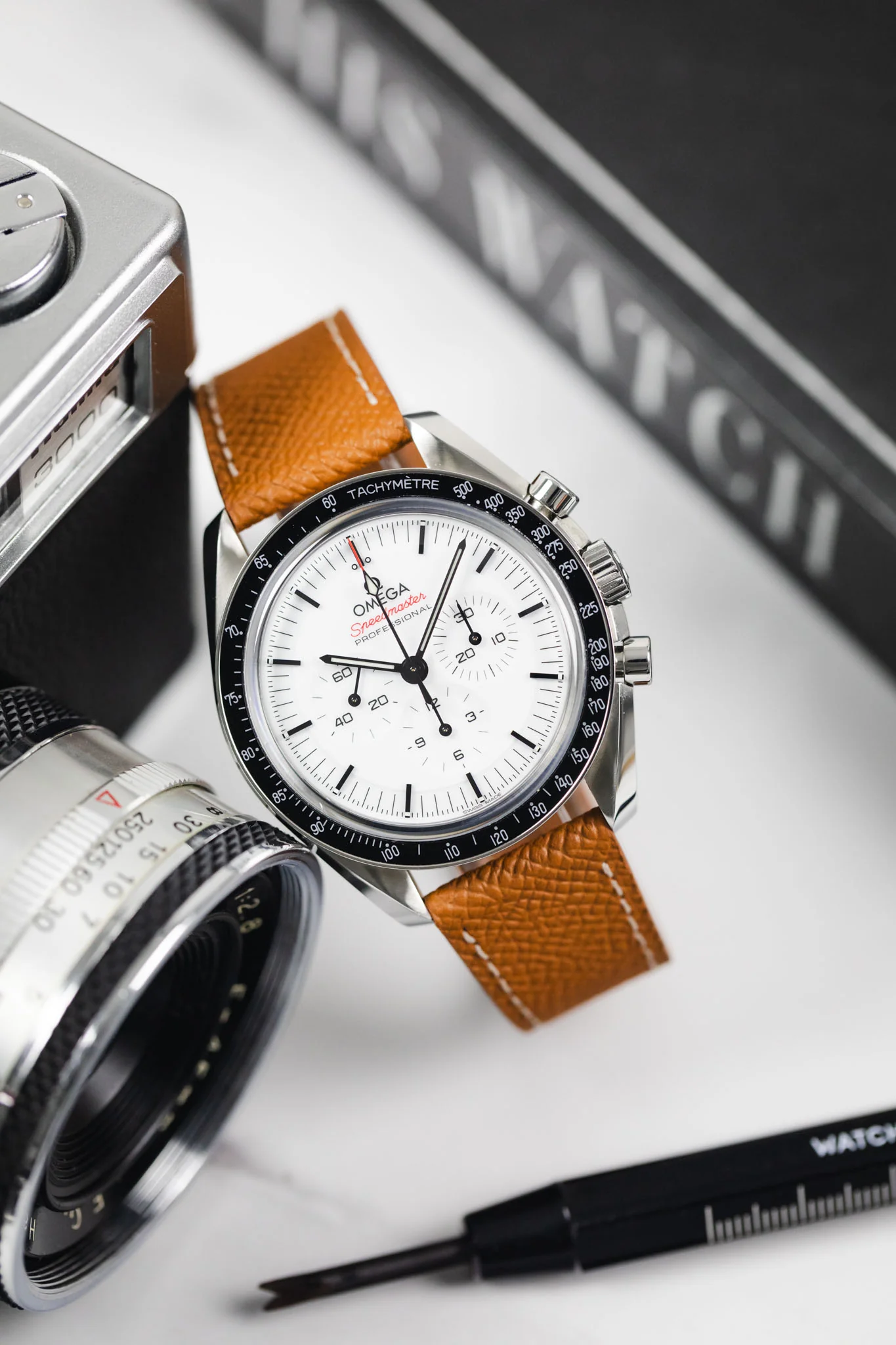 Flat Epsom Calfskin Watch Strap in Cognac - Image 4