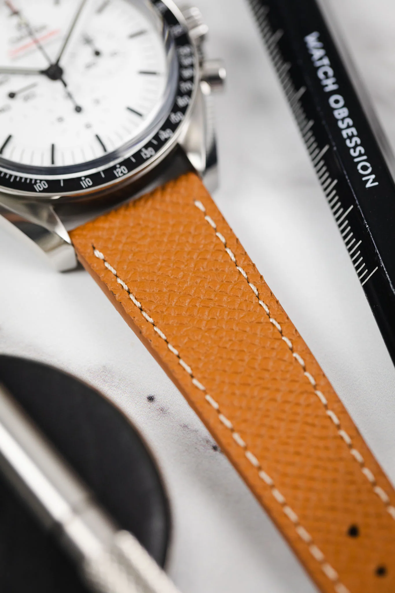 Flat Epsom Calfskin Watch Strap in Cognac - Image 6