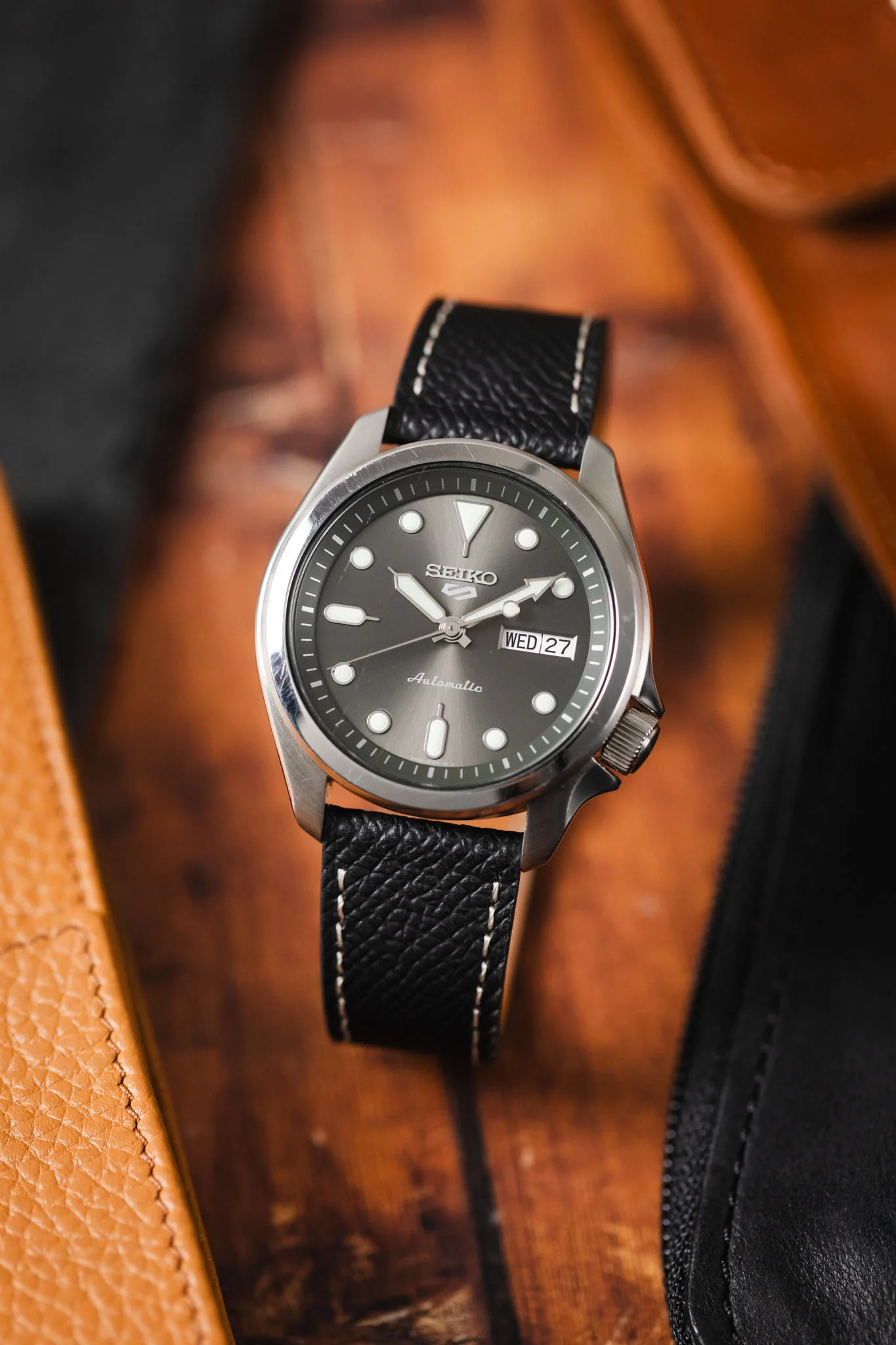 Flat Epsom Watch Strap in Black - Image 4