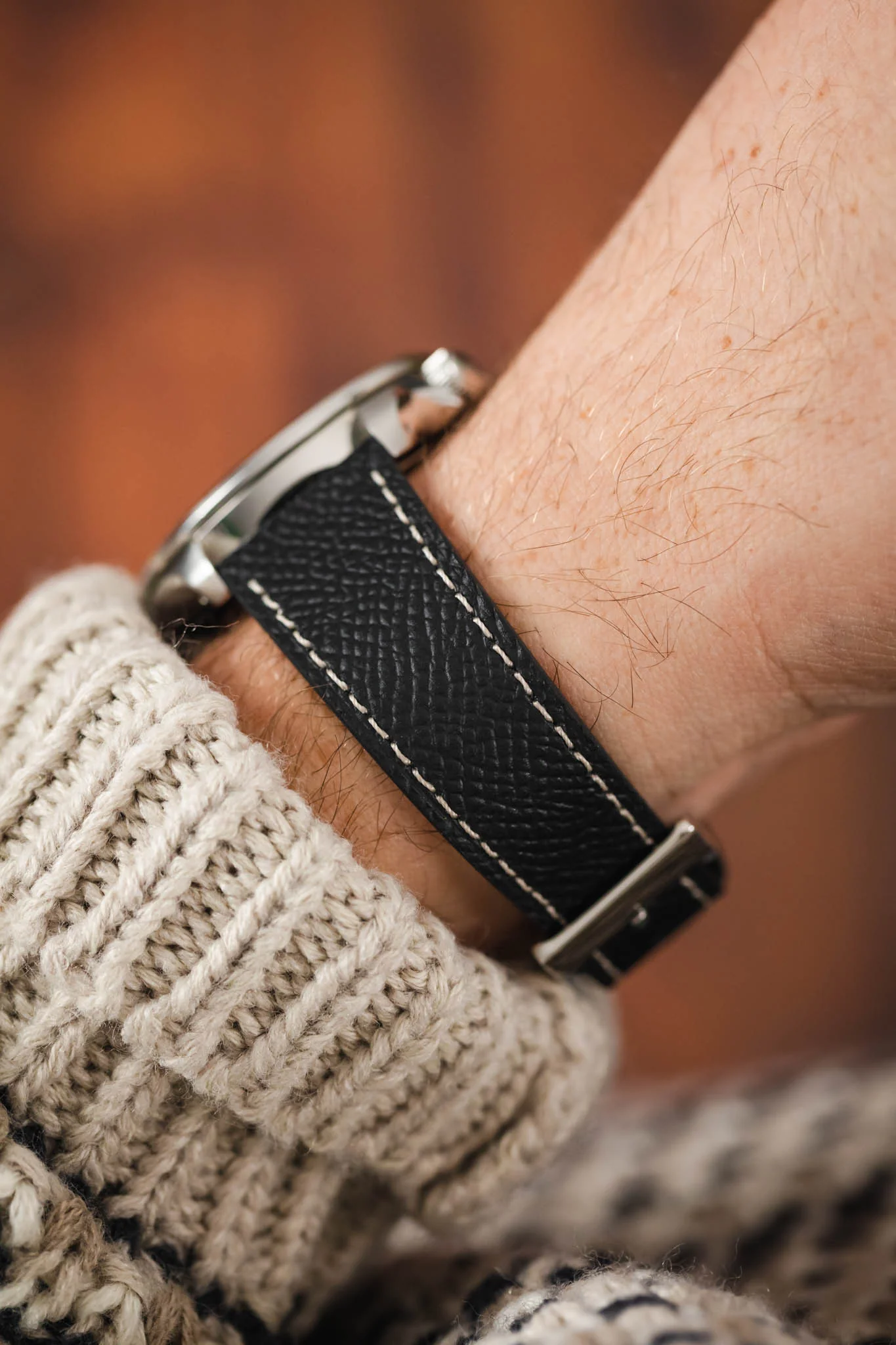 Flat Epsom Watch Strap in Black - Image 6