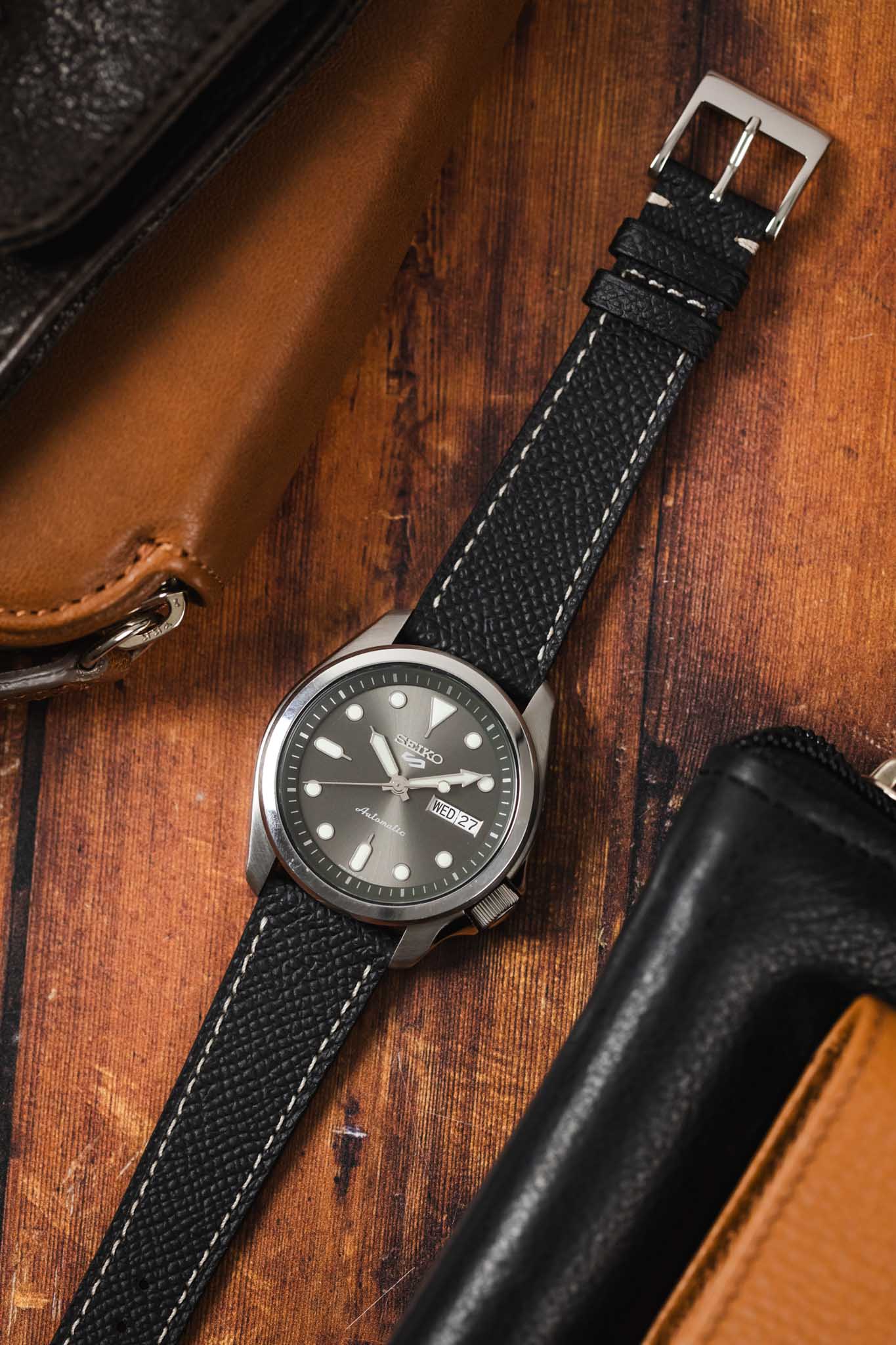 Flat Epsom Watch Strap in Black - Image 8