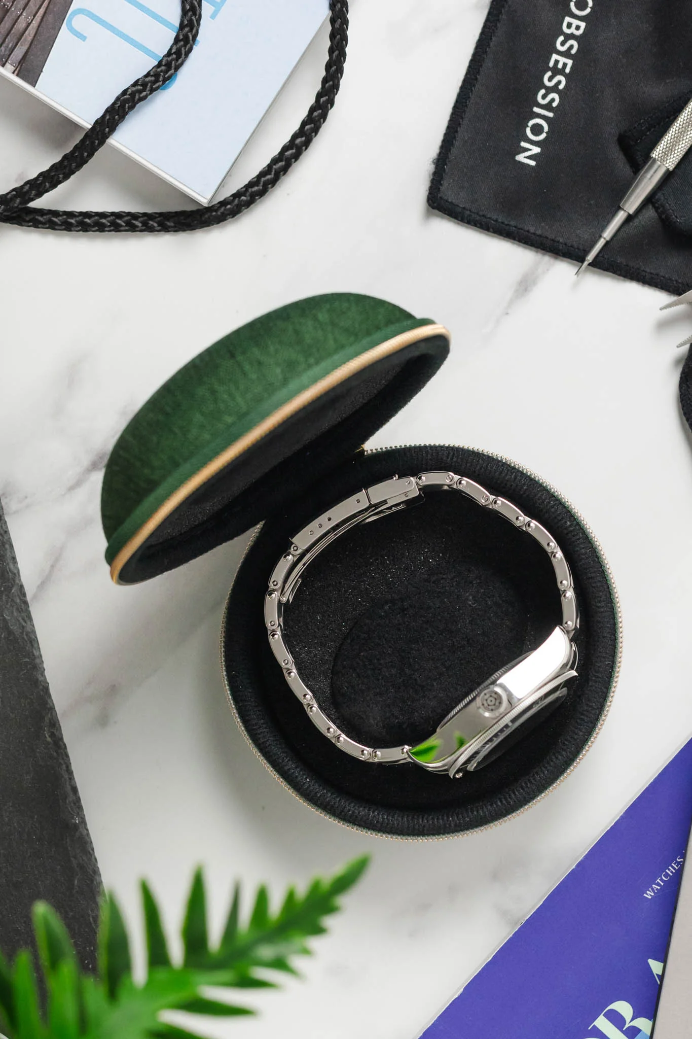 Oyster - 1 Watch Travel Case - Forest Green - Image 6