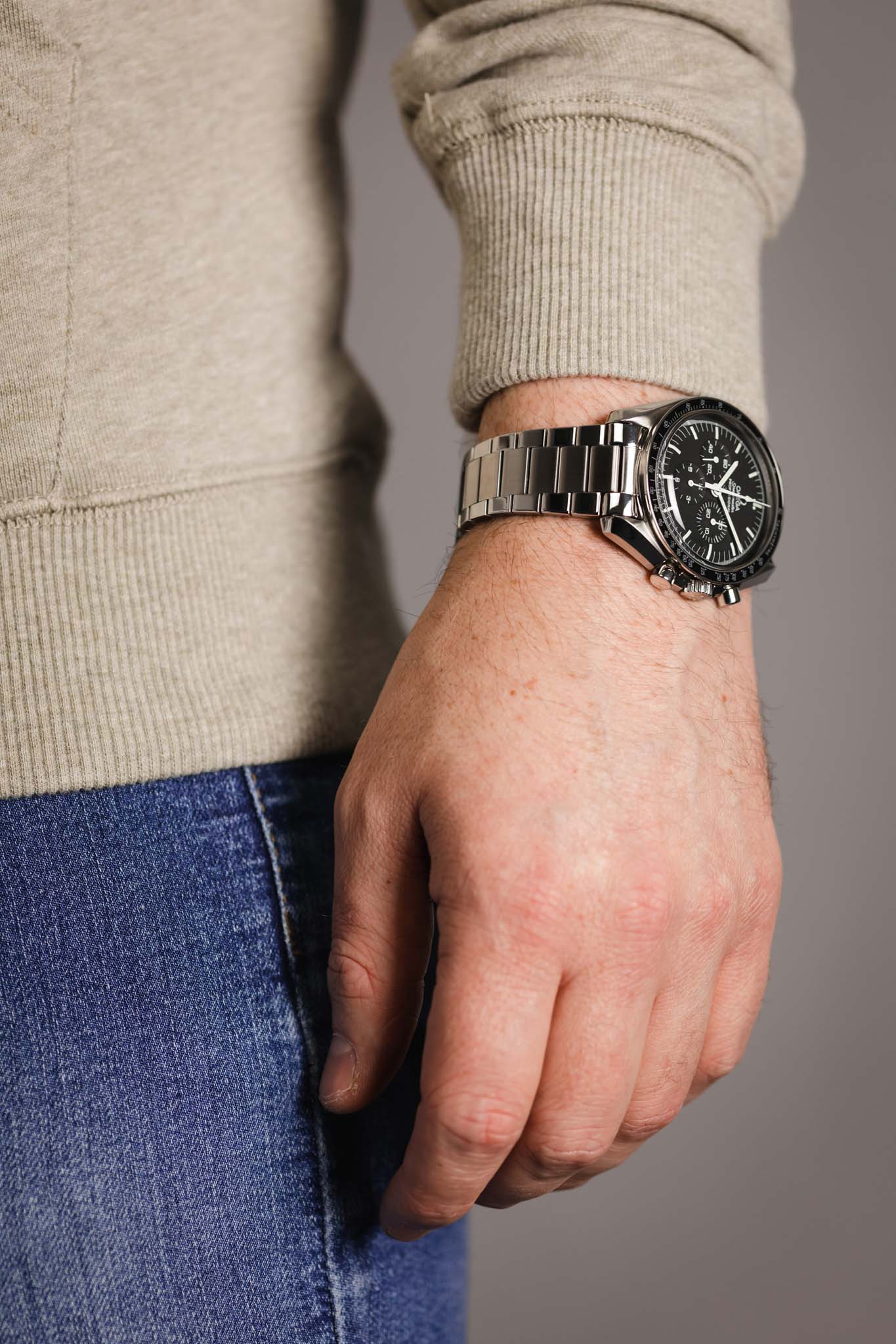 Forstner CONTEMPORARY FLAT LINK Stainless Steel Watch Bracelet with Push-Button Clasp for OMEGA Speedmaster - POLISHED/BRUSHED - Image 6