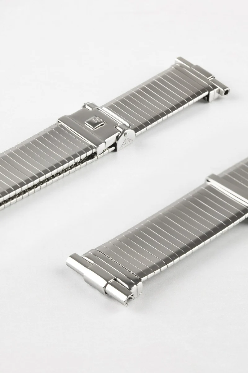 Forstner KOMFIT MILITARY Stainless Steel Horizontal Slat Watch Band - POLISHED Finish - Image 3