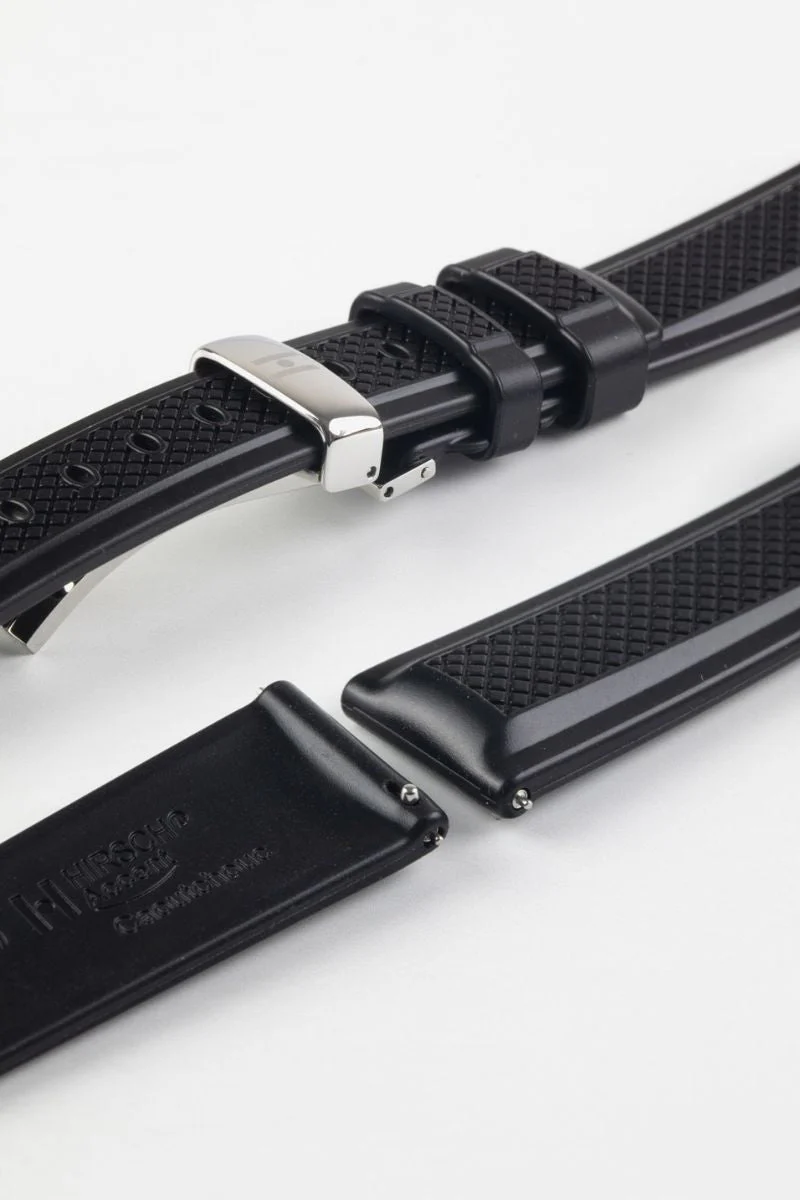 Hirsch ACCENT Natural Rubber Watch Strap in BLACK - Image 10