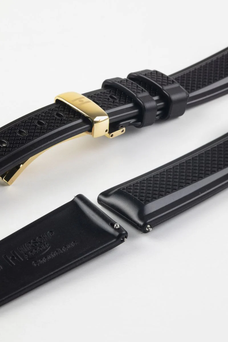 Hirsch ACCENT Natural Rubber Watch Strap in BLACK - Image 11