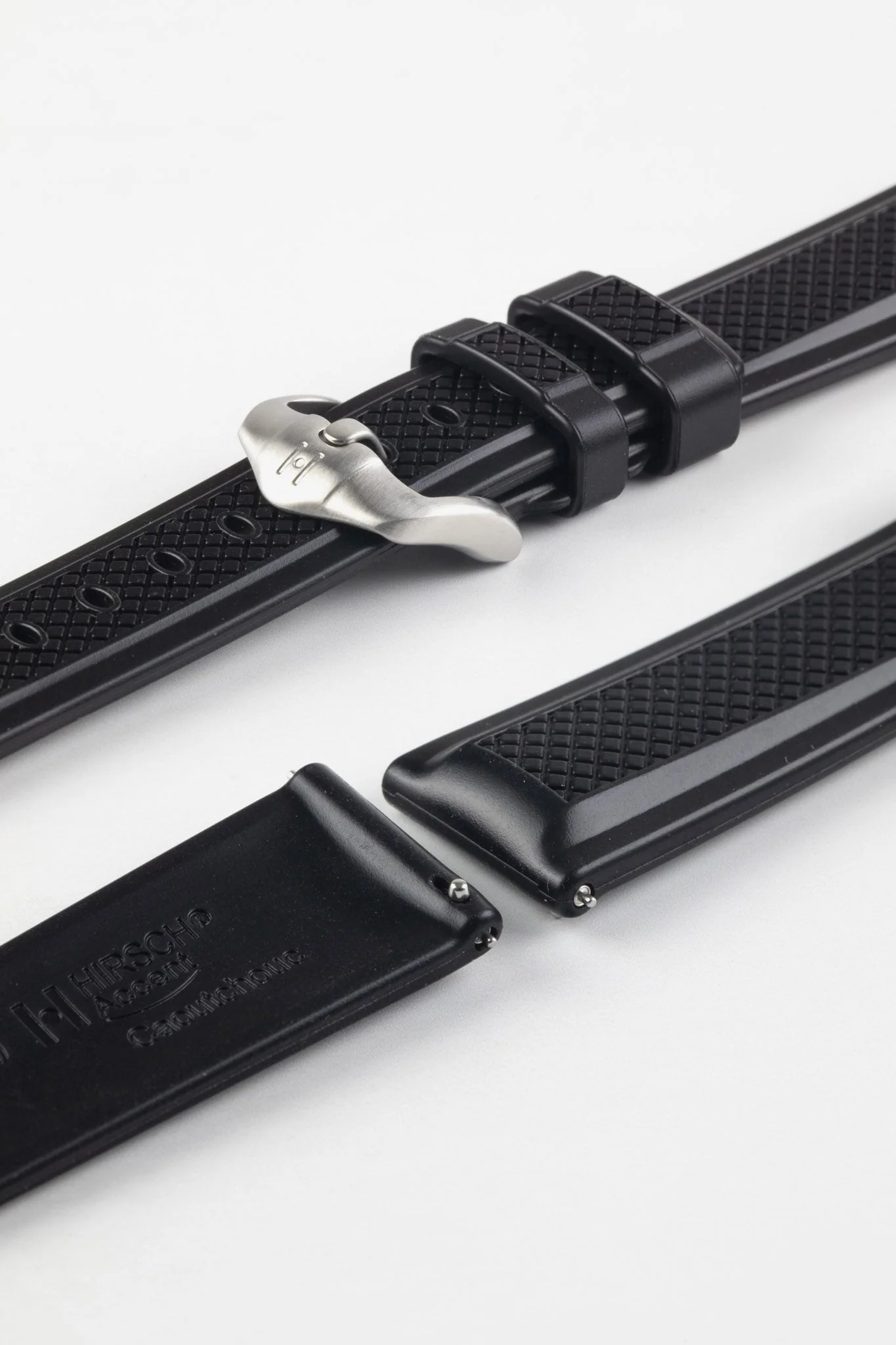 Hirsch ACCENT Natural Rubber Watch Strap in BLACK - Image 7