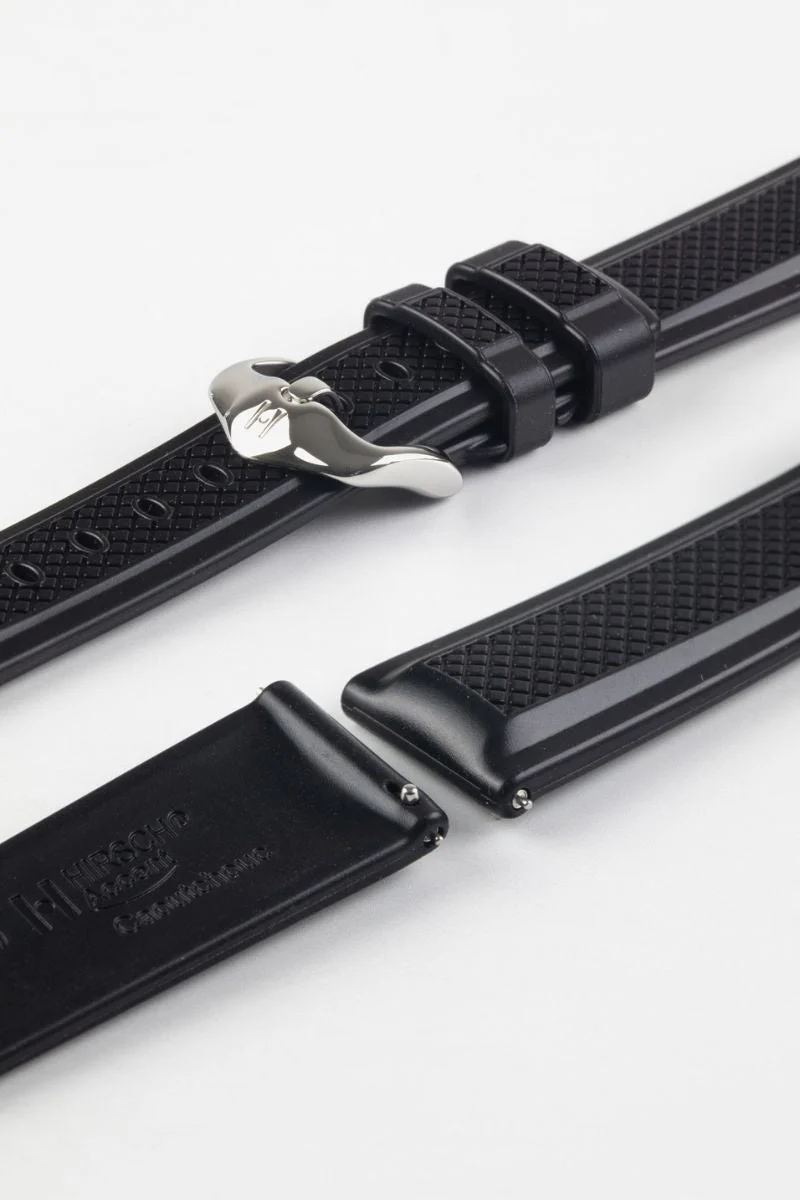 Hirsch ACCENT Natural Rubber Watch Strap in BLACK - Image 8