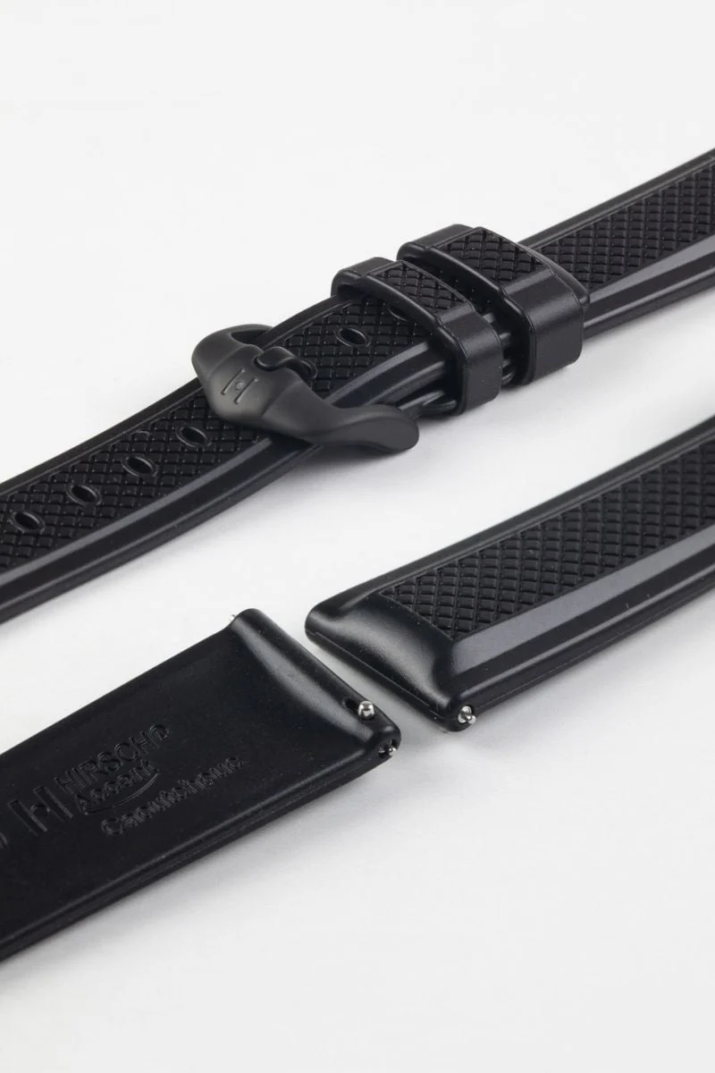 Hirsch ACCENT Natural Rubber Watch Strap in BLACK - Image 9