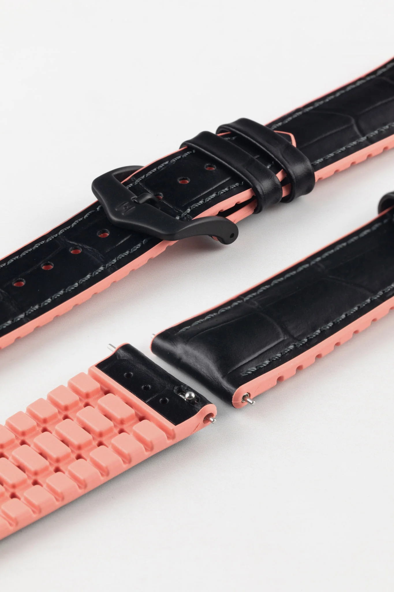 Hirsch ANDY Performance Watch Strap in BLACK & SALMON - Image 10