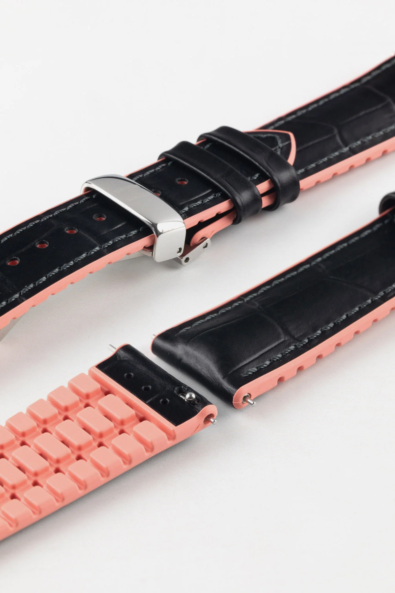 Hirsch ANDY Performance Watch Strap in BLACK & SALMON - Image 11