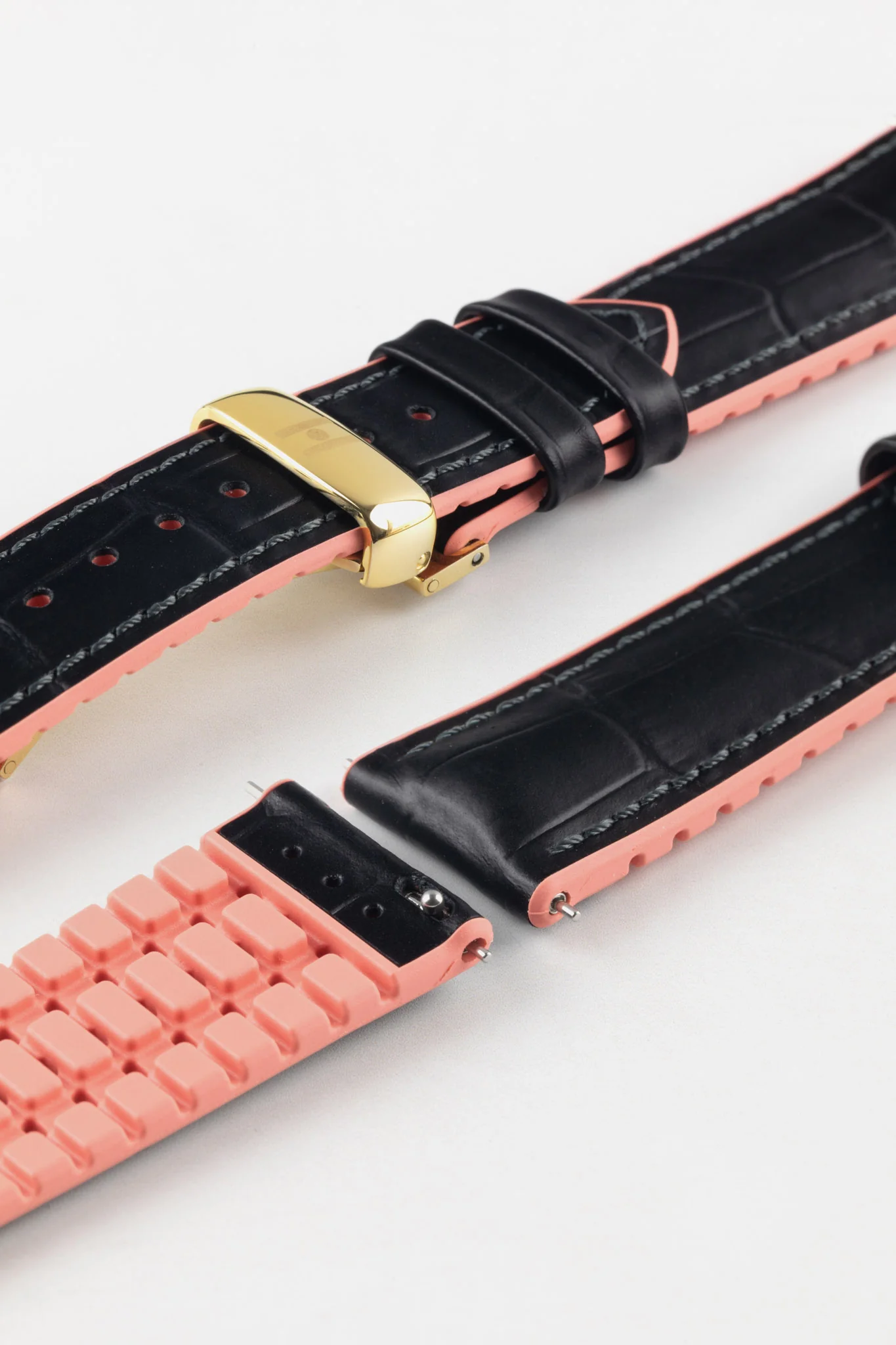 Hirsch ANDY Performance Watch Strap in BLACK & SALMON - Image 12