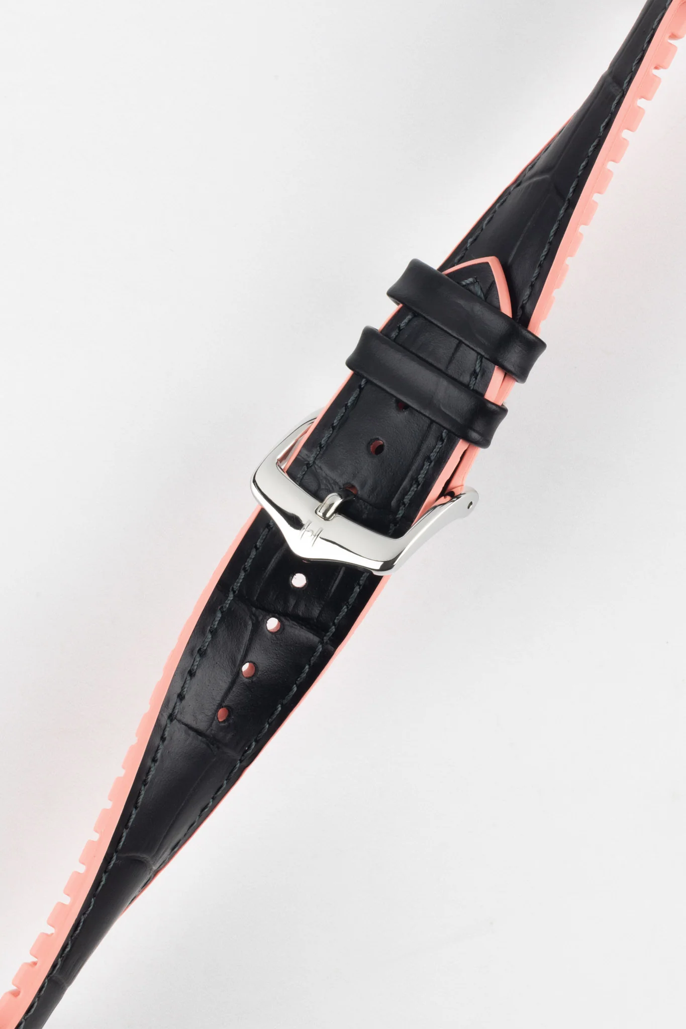 Hirsch ANDY Performance Watch Strap in BLACK & SALMON - Image 5