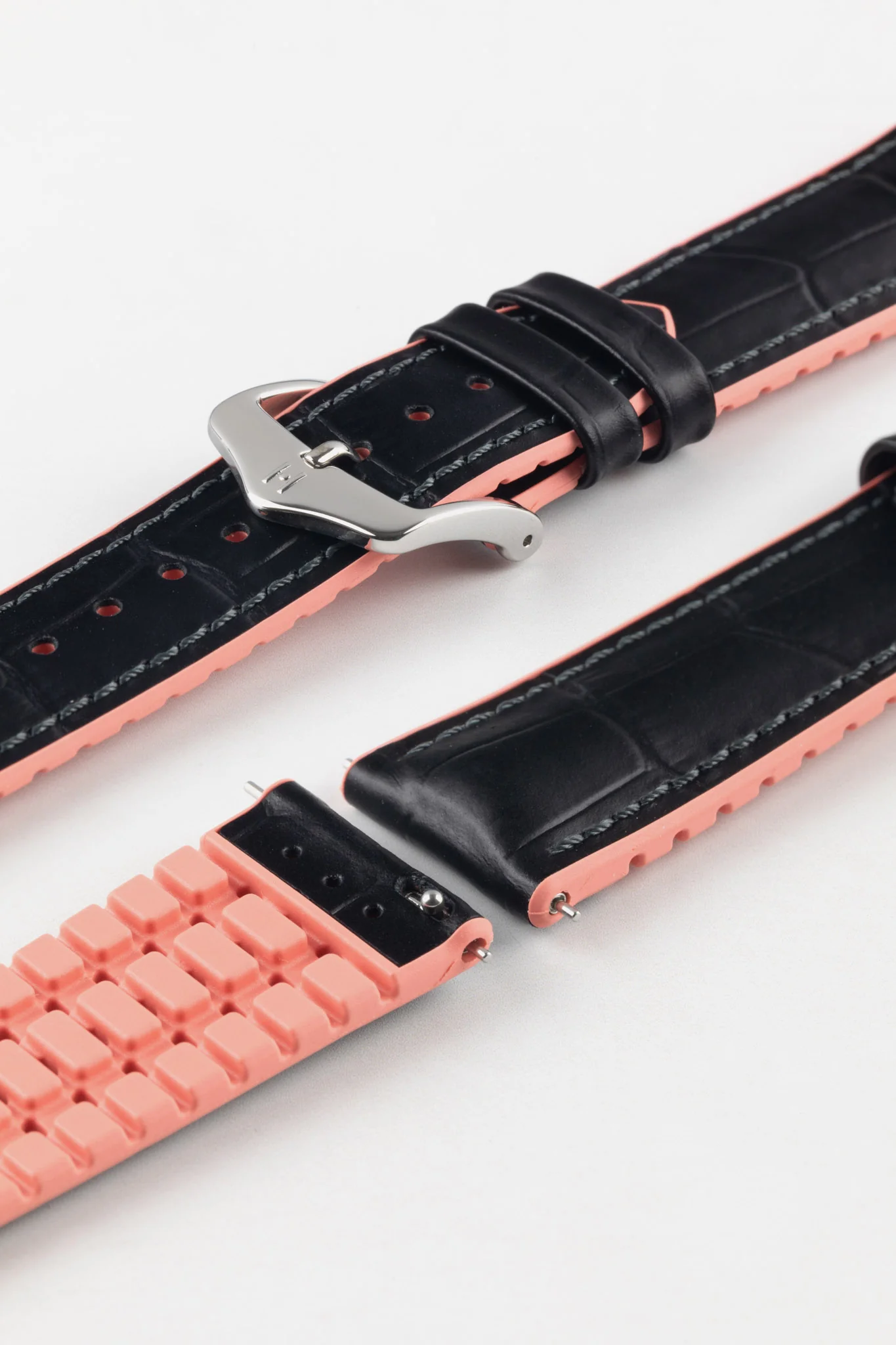 Hirsch ANDY Performance Watch Strap in BLACK & SALMON - Image 7